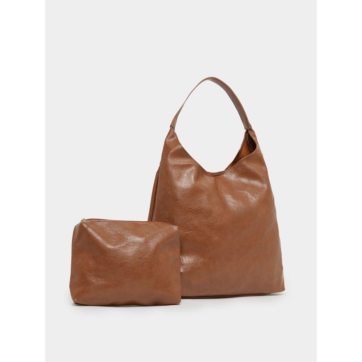 Textured Tote Bag with Pouch-women-bagsandwallets-handbags-image-1