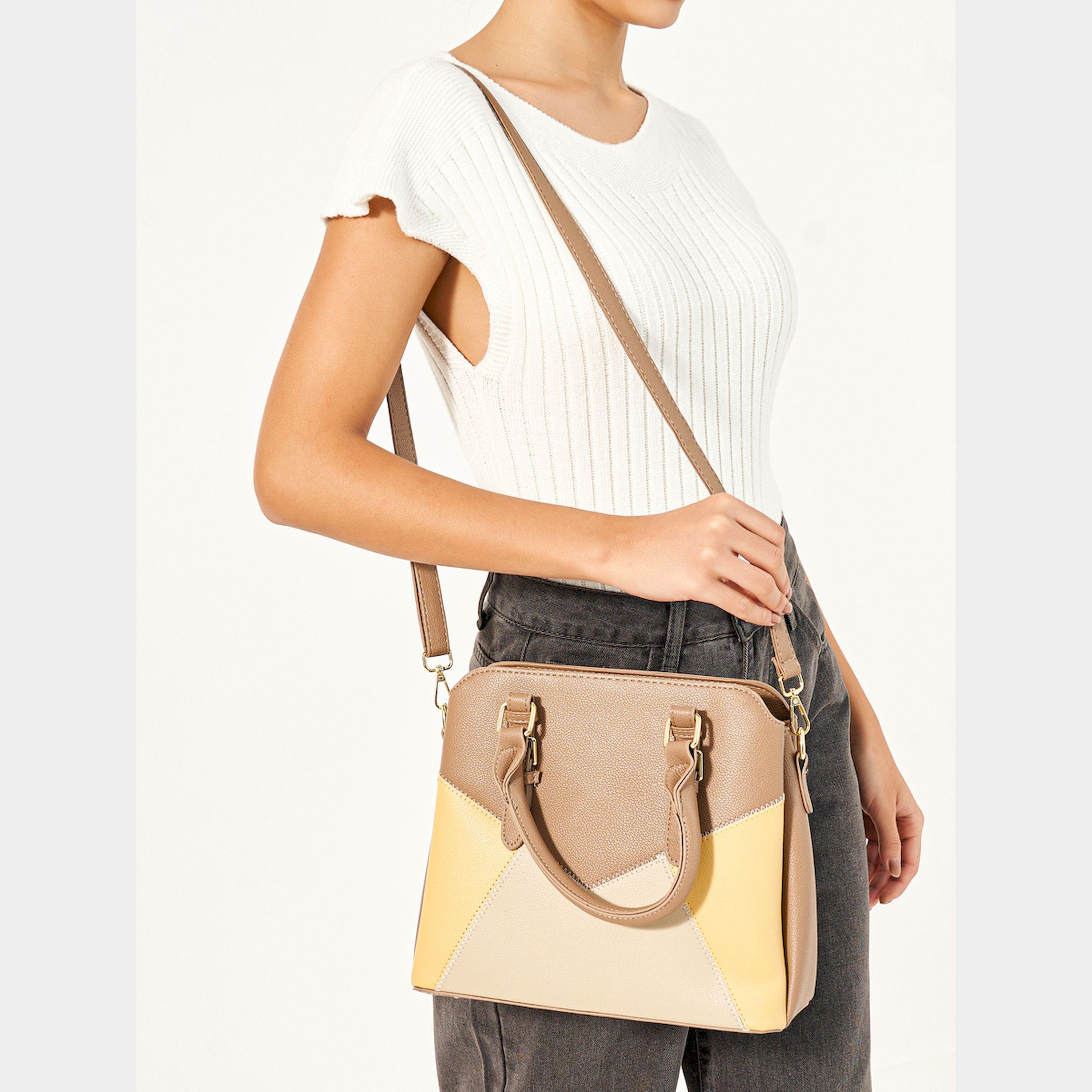 Styli Colorblock Handbag With Top Handles And Belted Details-women-bagsandwallets-handbags-image-3