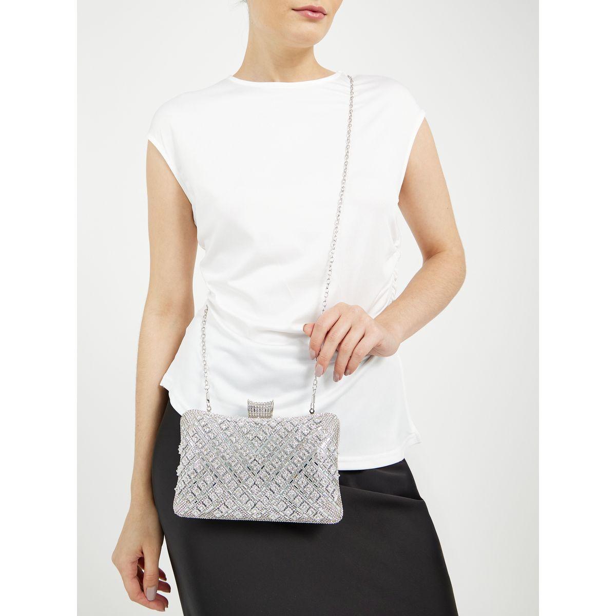 Textured Embellished Clutch with Chain Strap-women-bagsandwallets-handbags-image-2