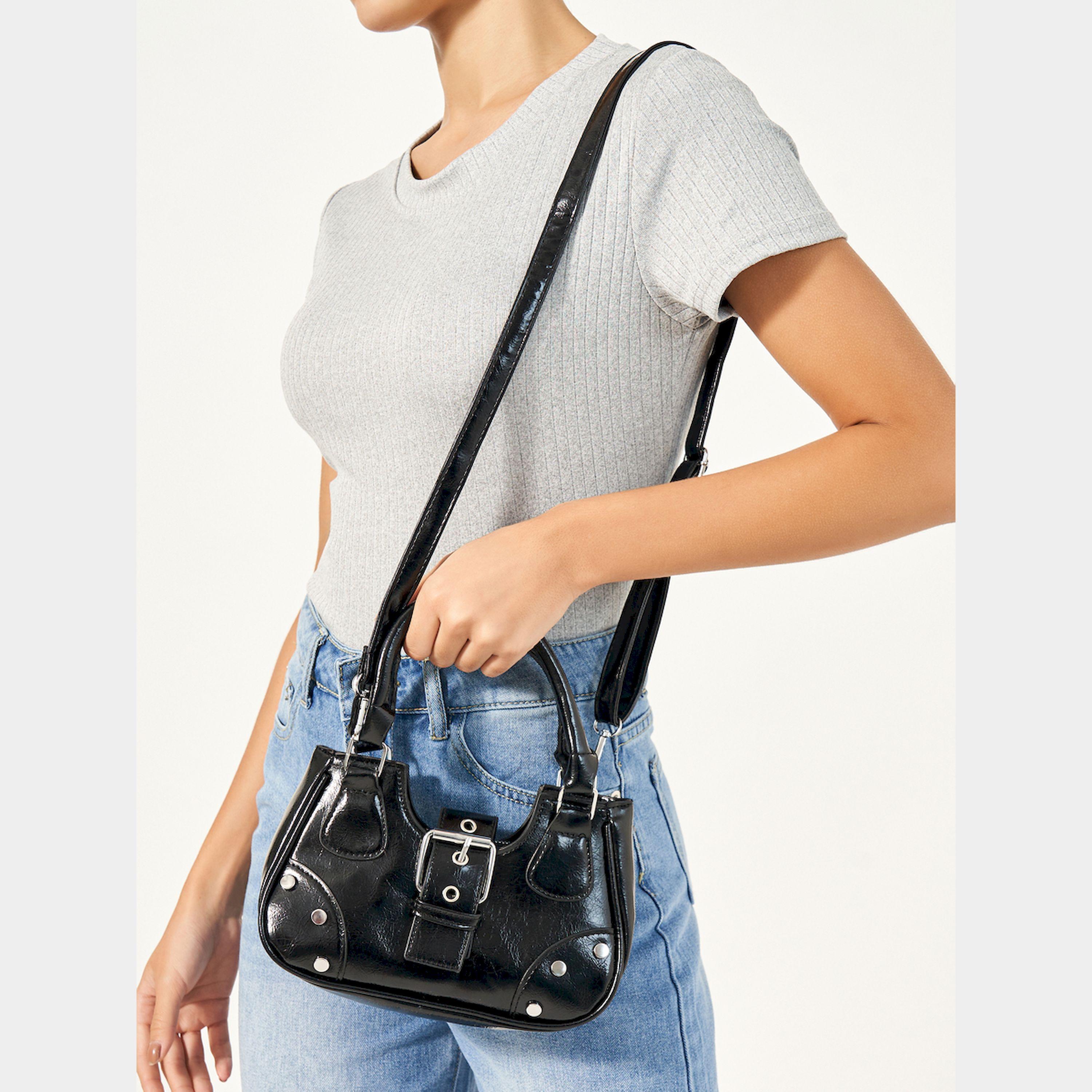 Styli Studded Belt Buckle Accent Handbag With Top Handles-women-bagsandwallets-handbags-image-3