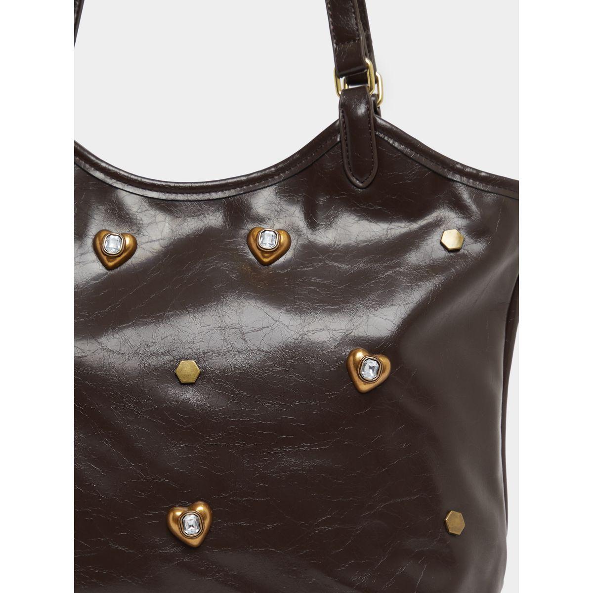 Textured Embellished Shoulder Bag with Zip Closure-women-bagsandwallets-handbags-image-5