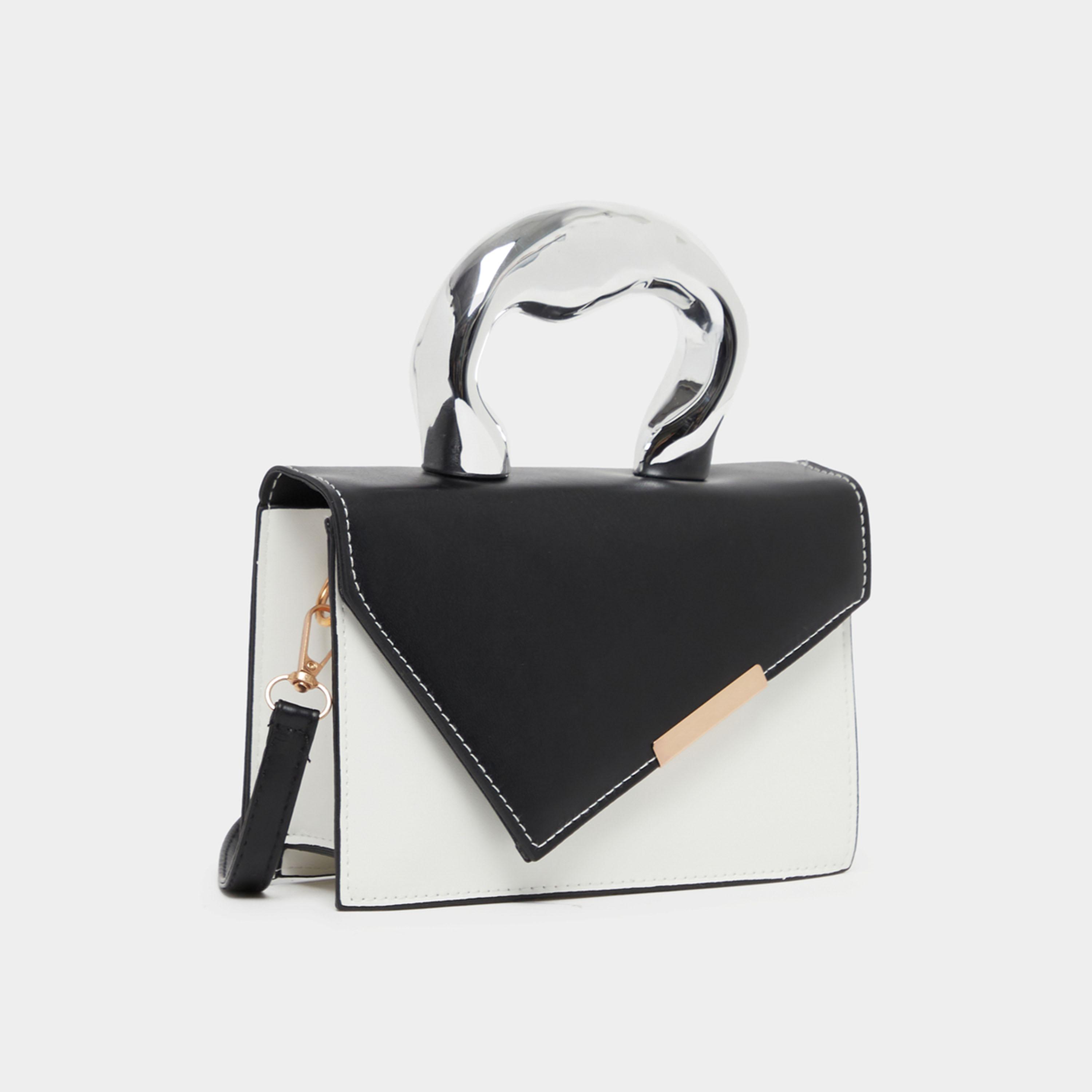 Styli Color Block Handbag With Metallic Top Handle-women-bagsandwallets-handbags-image-1