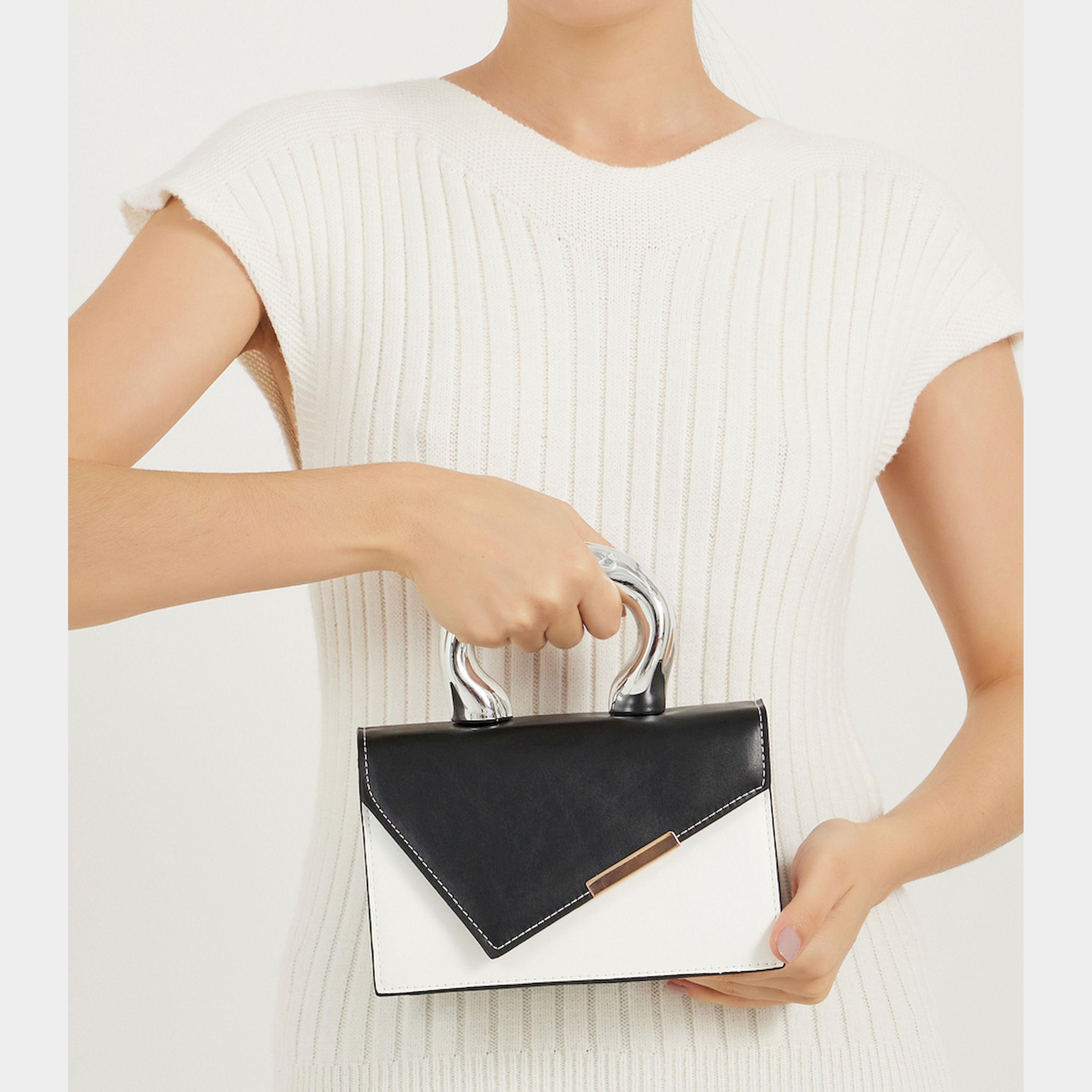 Styli Color Block Handbag With Metallic Top Handle-women-bagsandwallets-handbags-image-2