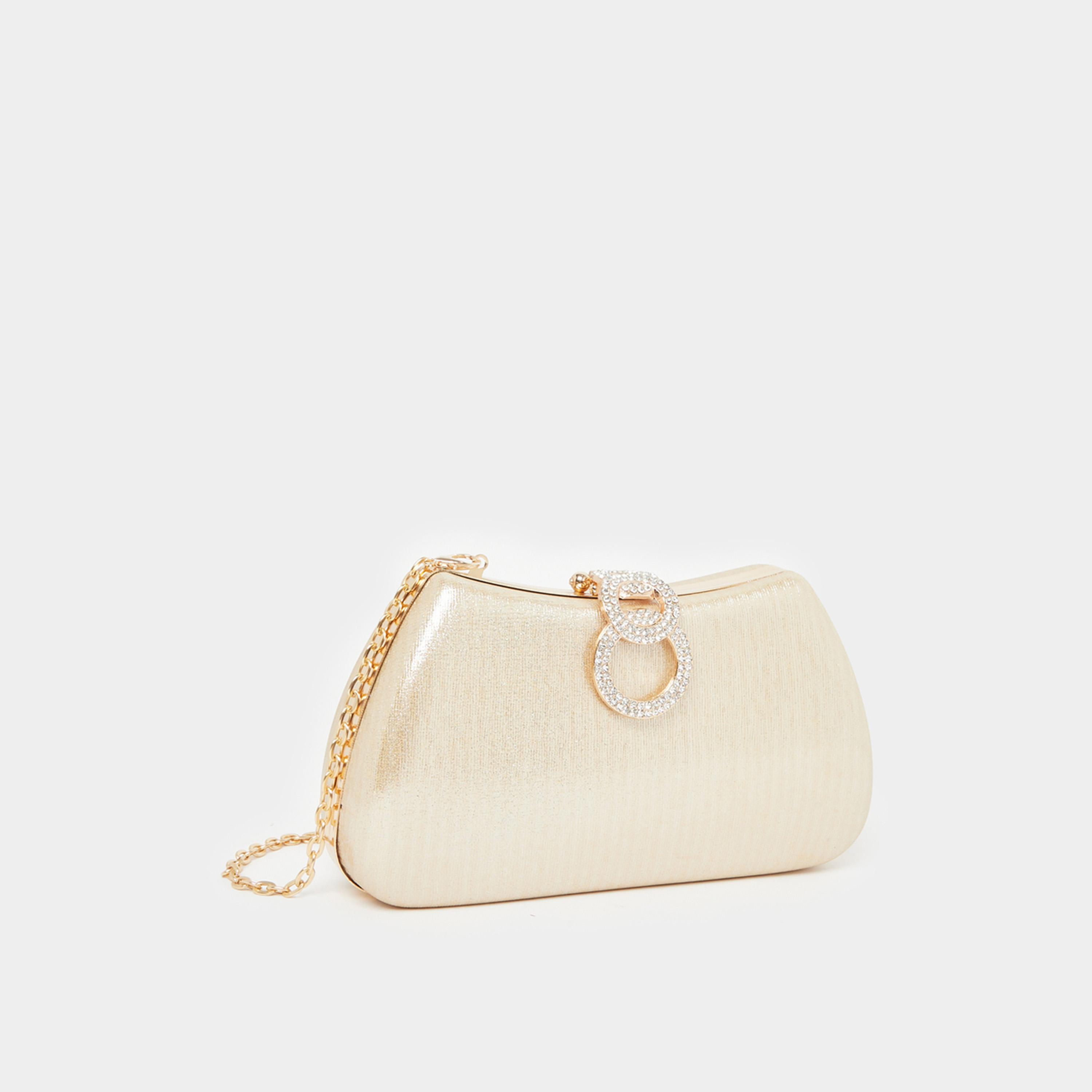 Styli Embellished Lock Clutch Bag With Chain Strap-women-bagsandwallets-handbags-image-1