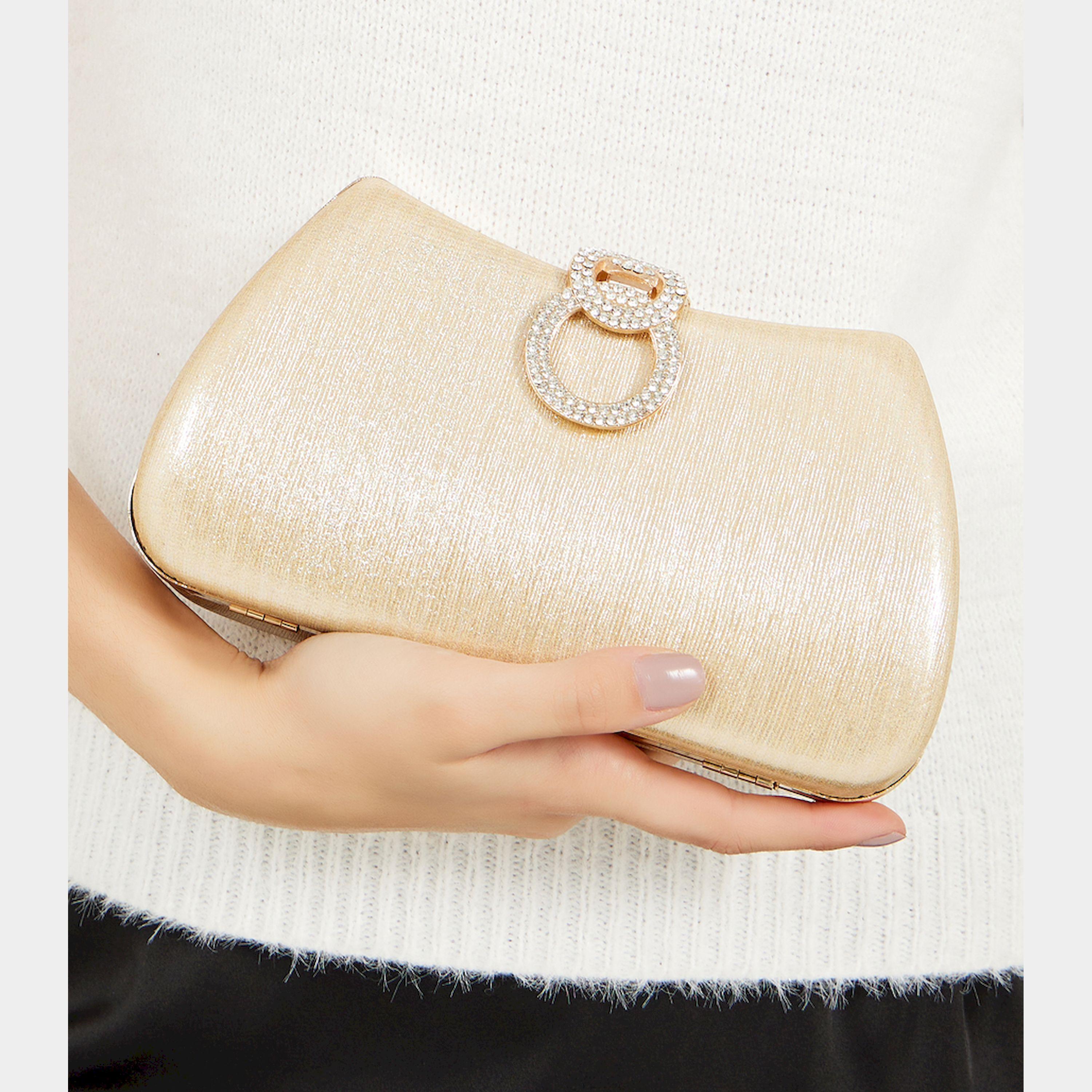 Styli Embellished Lock Clutch Bag With Chain Strap-women-bagsandwallets-handbags-image-2
