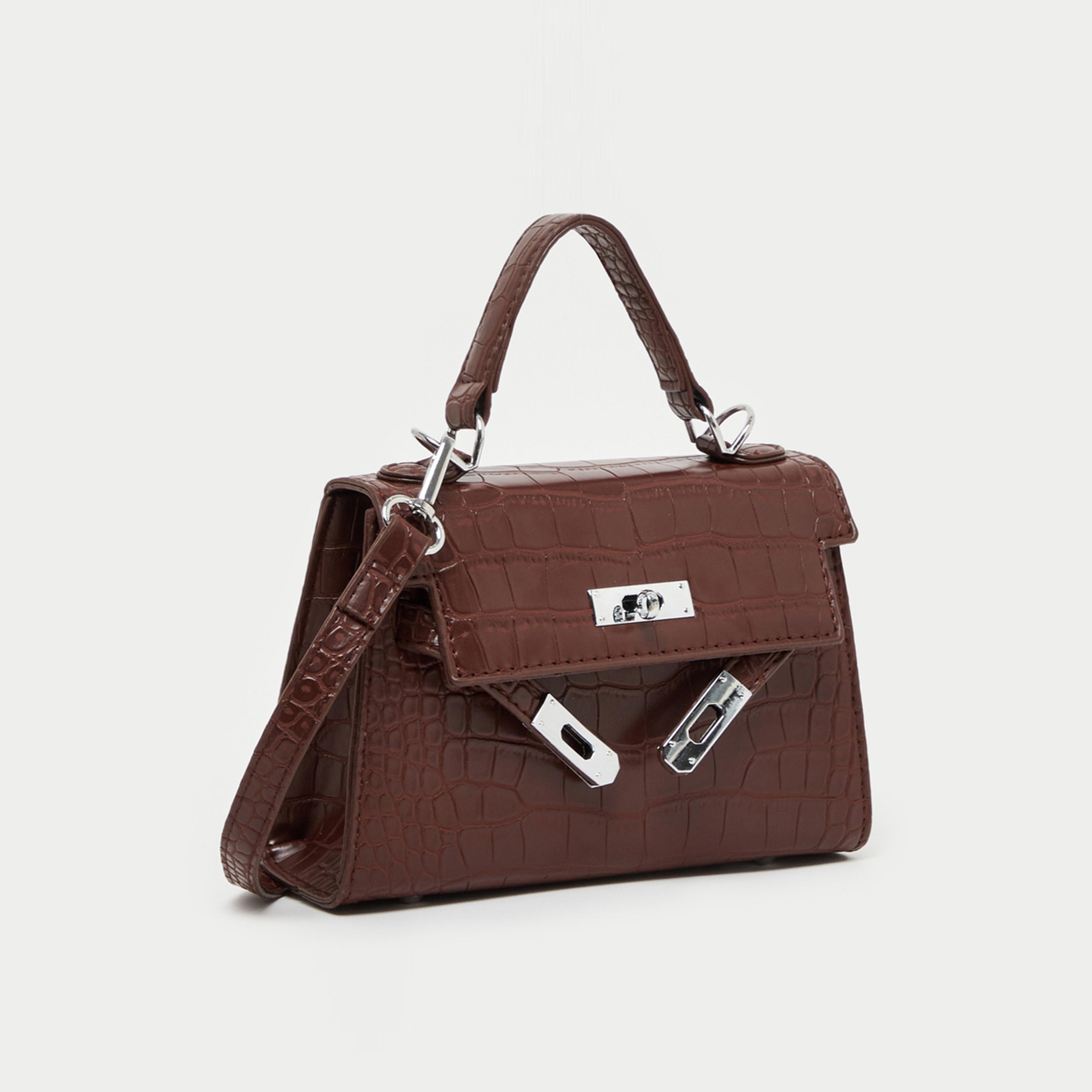 ستايلي - حقيبة كتف بنقشة جلد التمساح وقفل لف-women-bagsandwallets-handbags-image-1