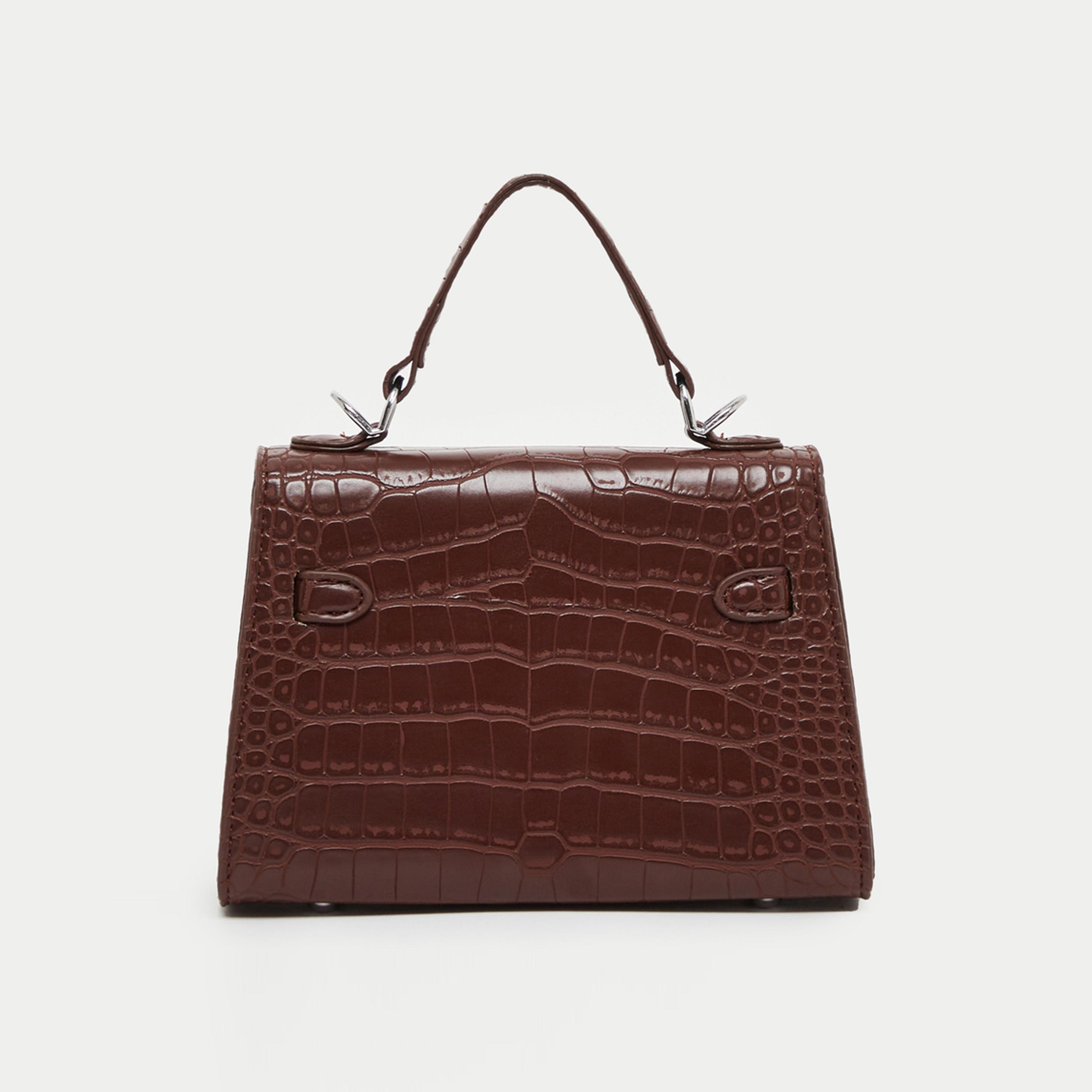 ستايلي - حقيبة كتف بنقشة جلد التمساح وقفل لف-women-bagsandwallets-handbags-image-2