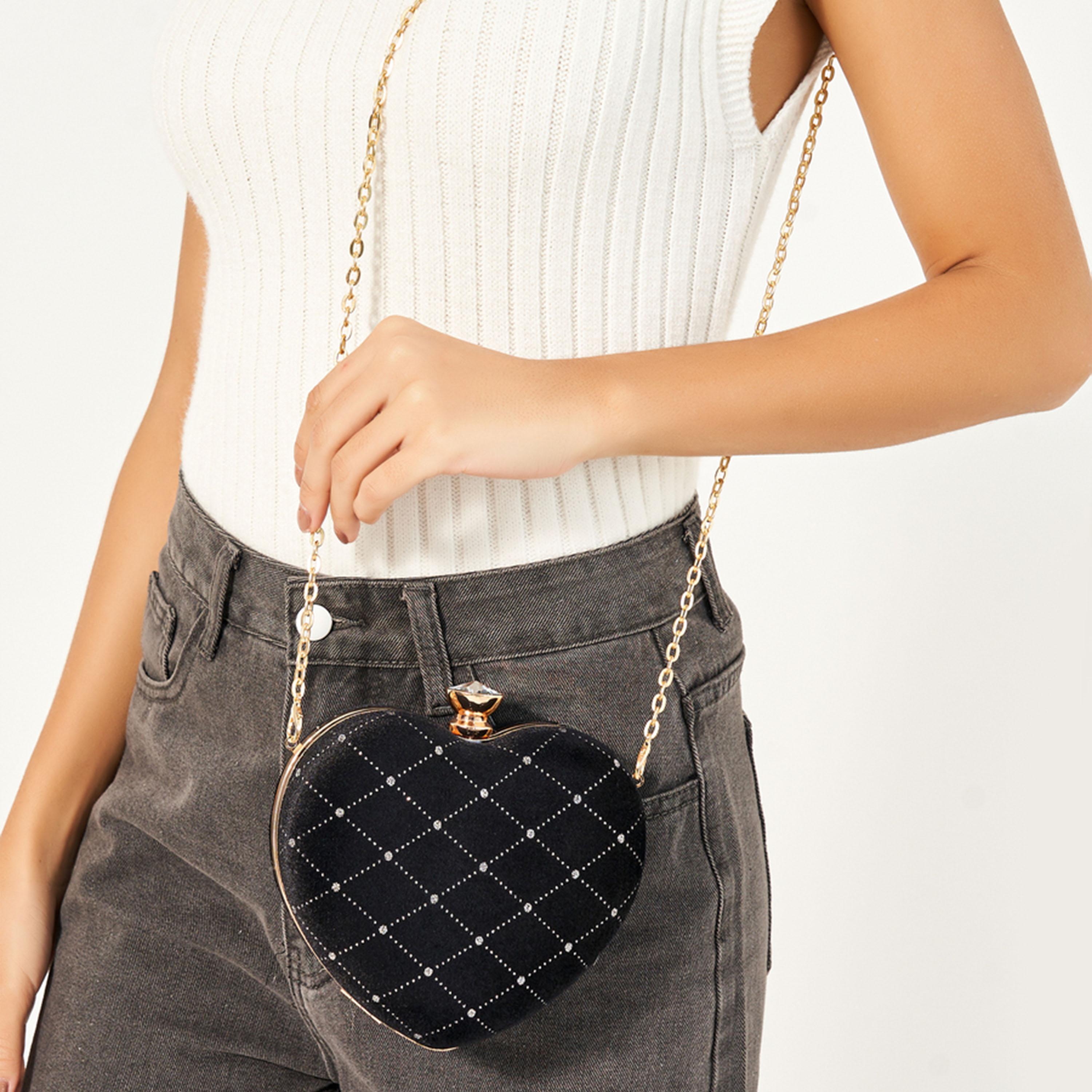 Styli Heart Clutch with Chain Strap-women-bagsandwallets-handbags-image-3