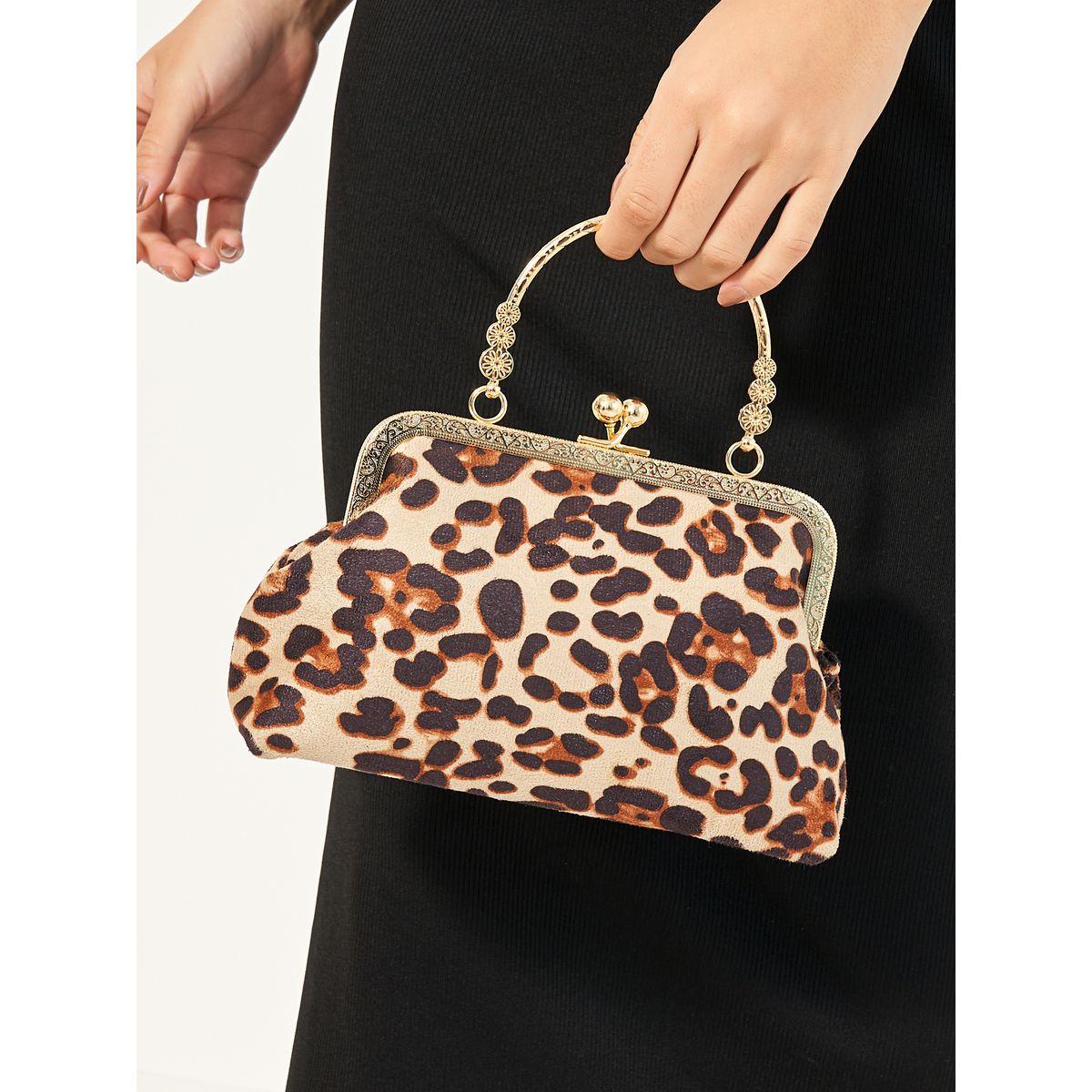 Leopard Print Clutch with Chain Strap-women-bagsandwallets-handbags-image-2