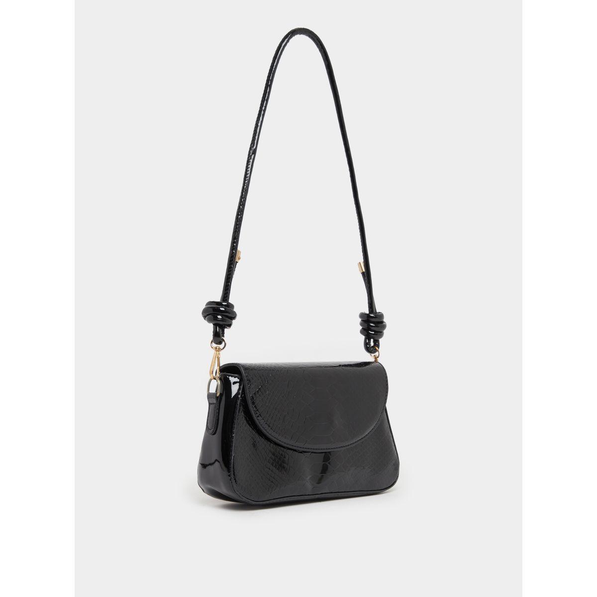 Textured Patent Shoulder Bag with Magnetic Closure-women-bagsandwallets-handbags-image-1