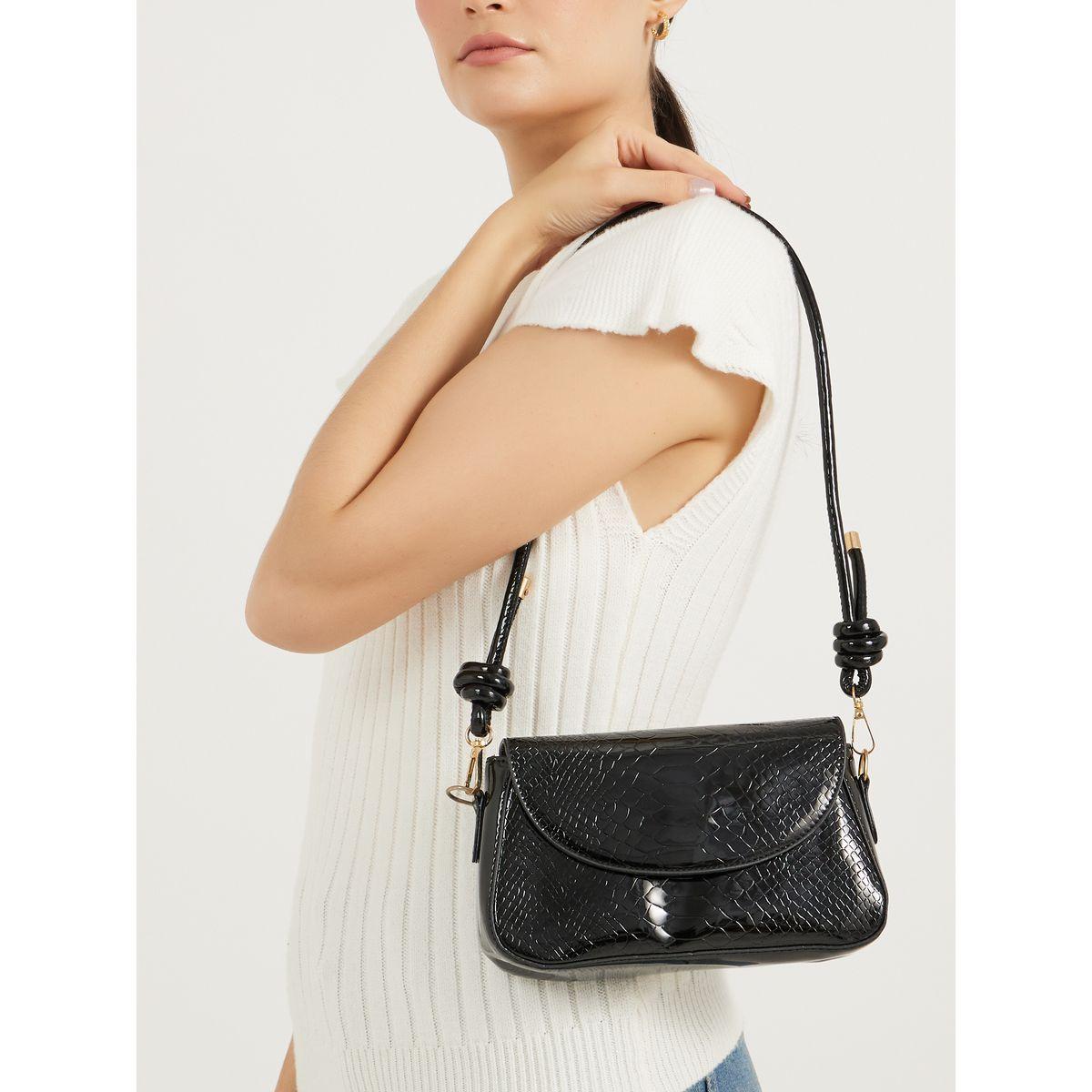 Textured Patent Shoulder Bag with Magnetic Closure-women-bagsandwallets-handbags-image-2