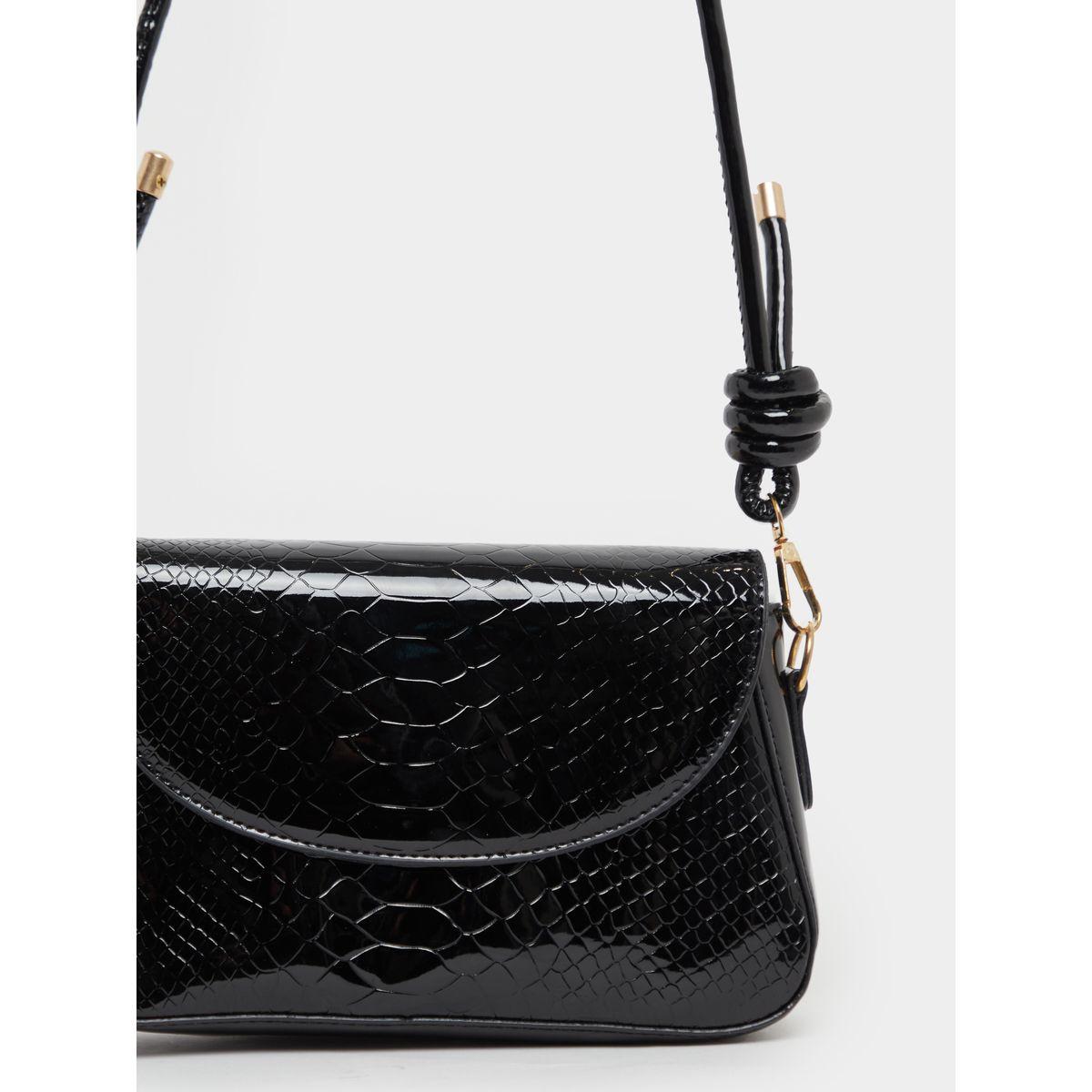 Textured Patent Shoulder Bag with Magnetic Closure-women-bagsandwallets-handbags-image-5