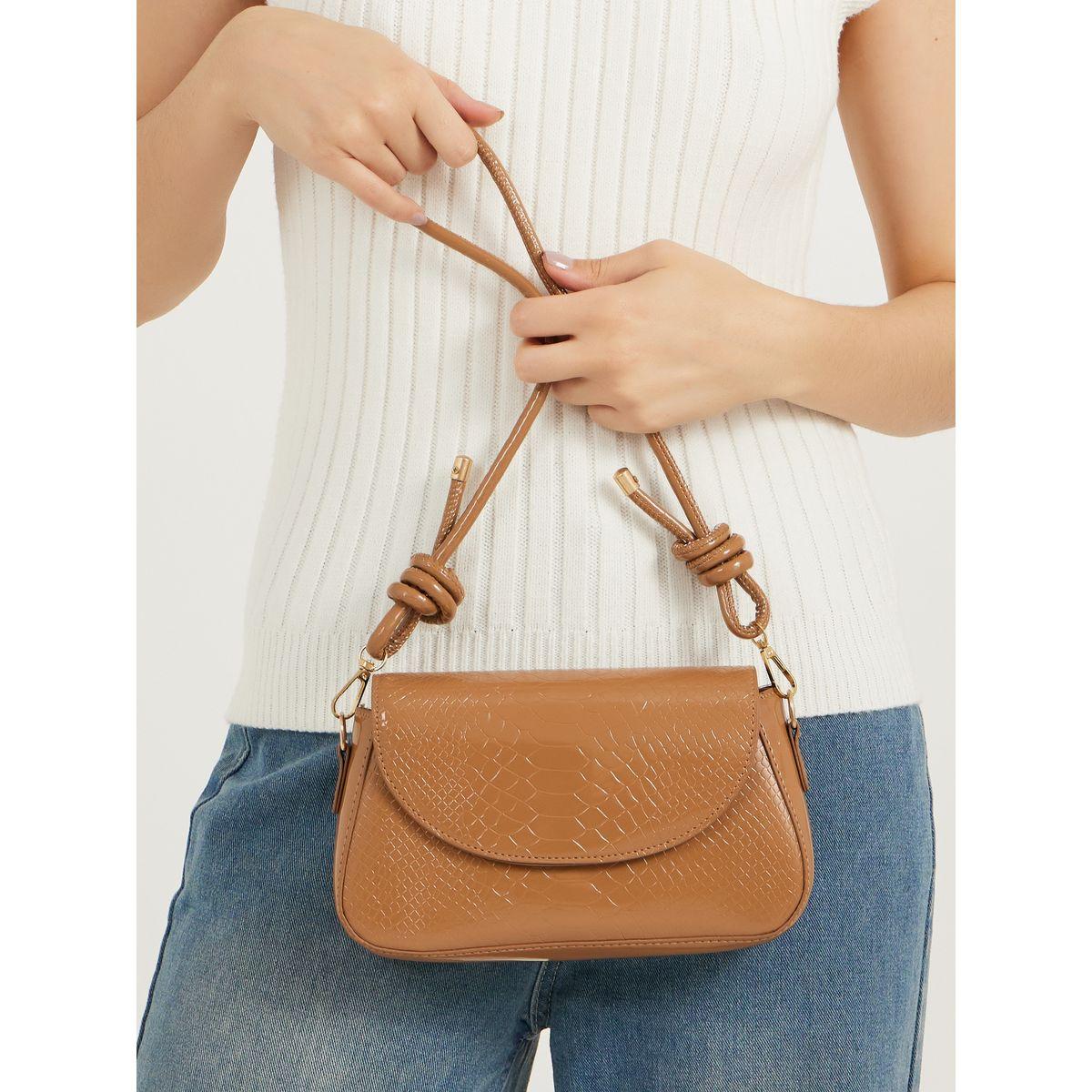 Textured Shoulder Bag with Magnetic Closure-women-bagsandwallets-handbags-image-3