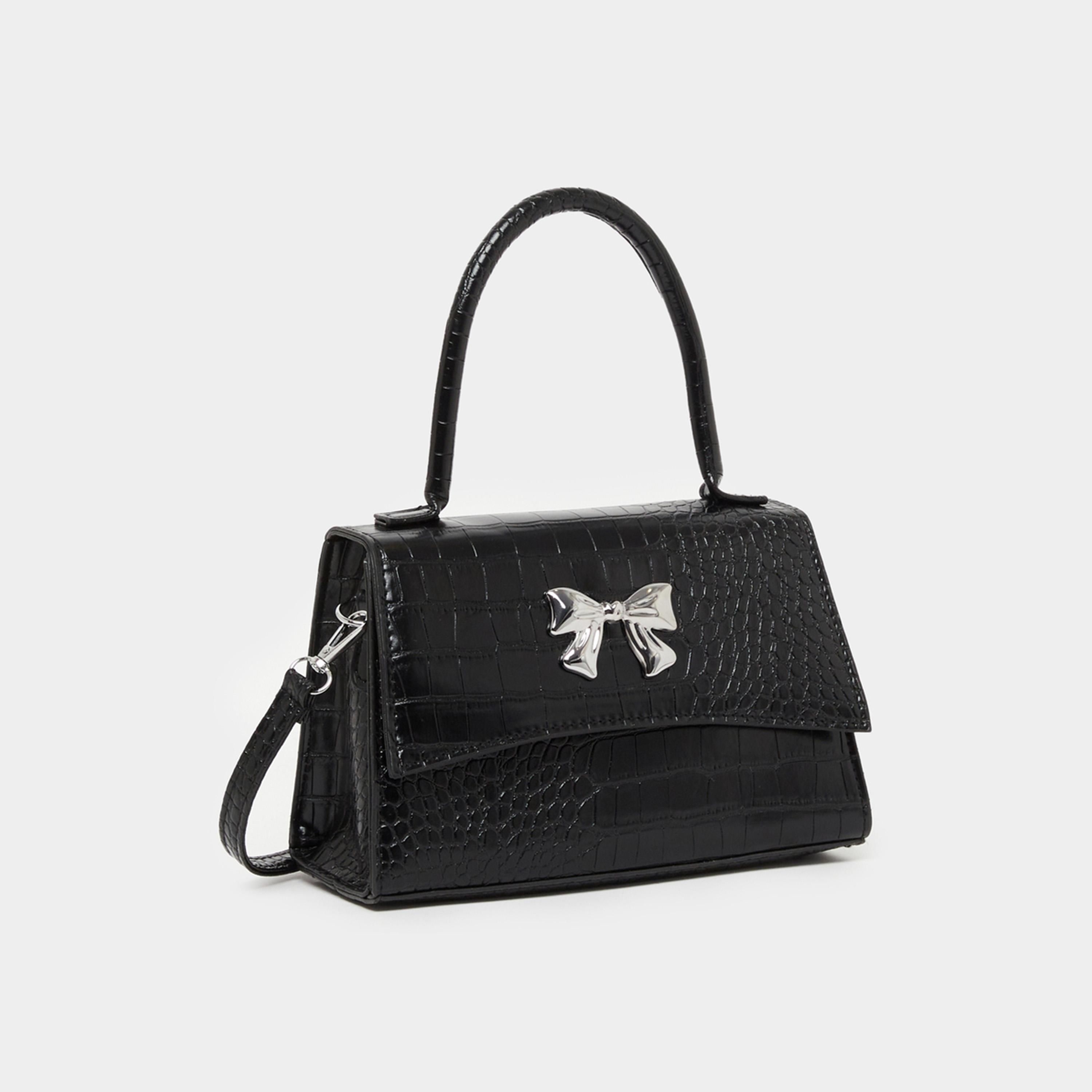 ستايلي - حقيبة ي بنقشة جلد التمساح مع مقبض علوي مزين بشريط-women-bagsandwallets-handbags-image-1