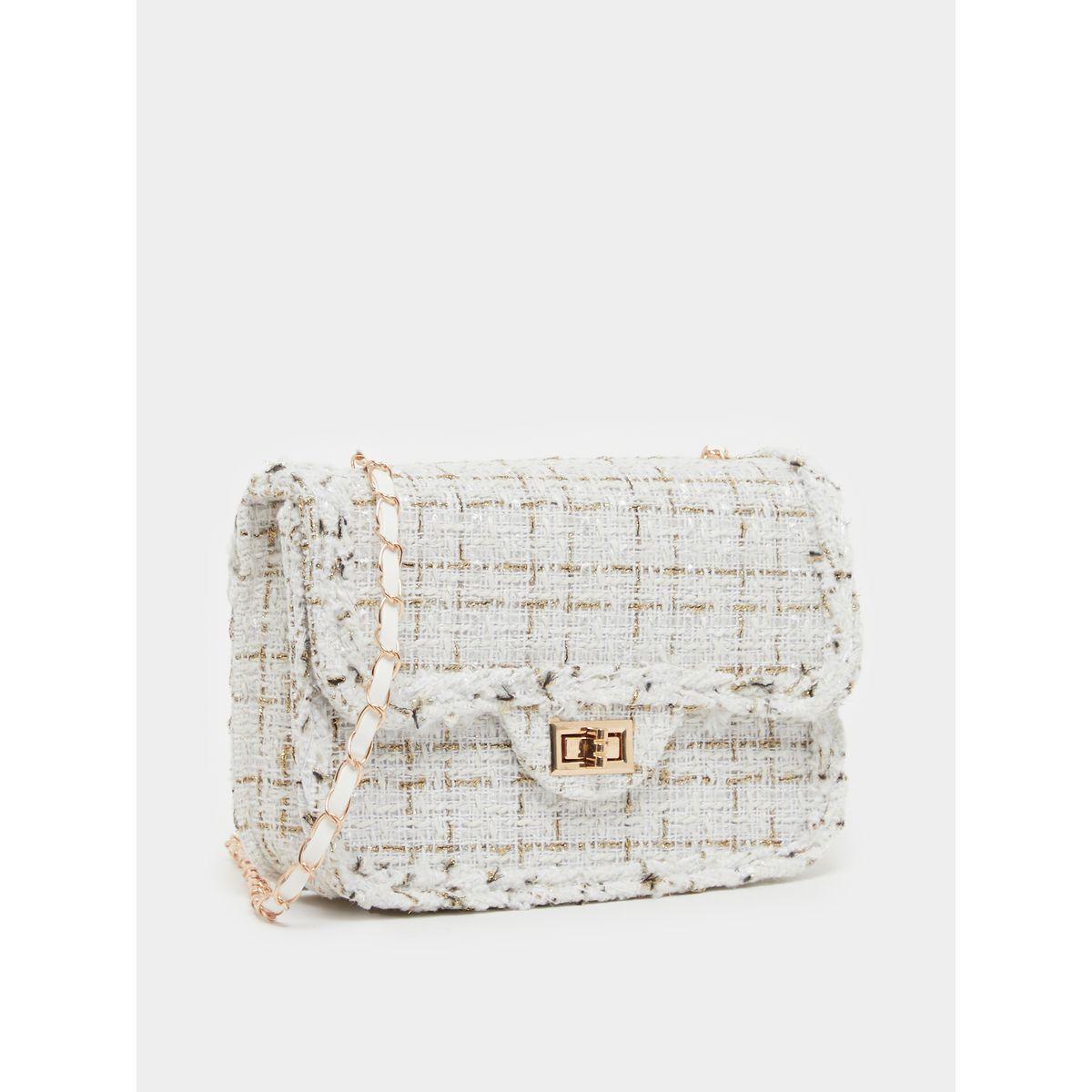 شنطة تويد كروس بحمالة كتف مزينة سلسلة-women-bagsandwallets-handbags-image-1