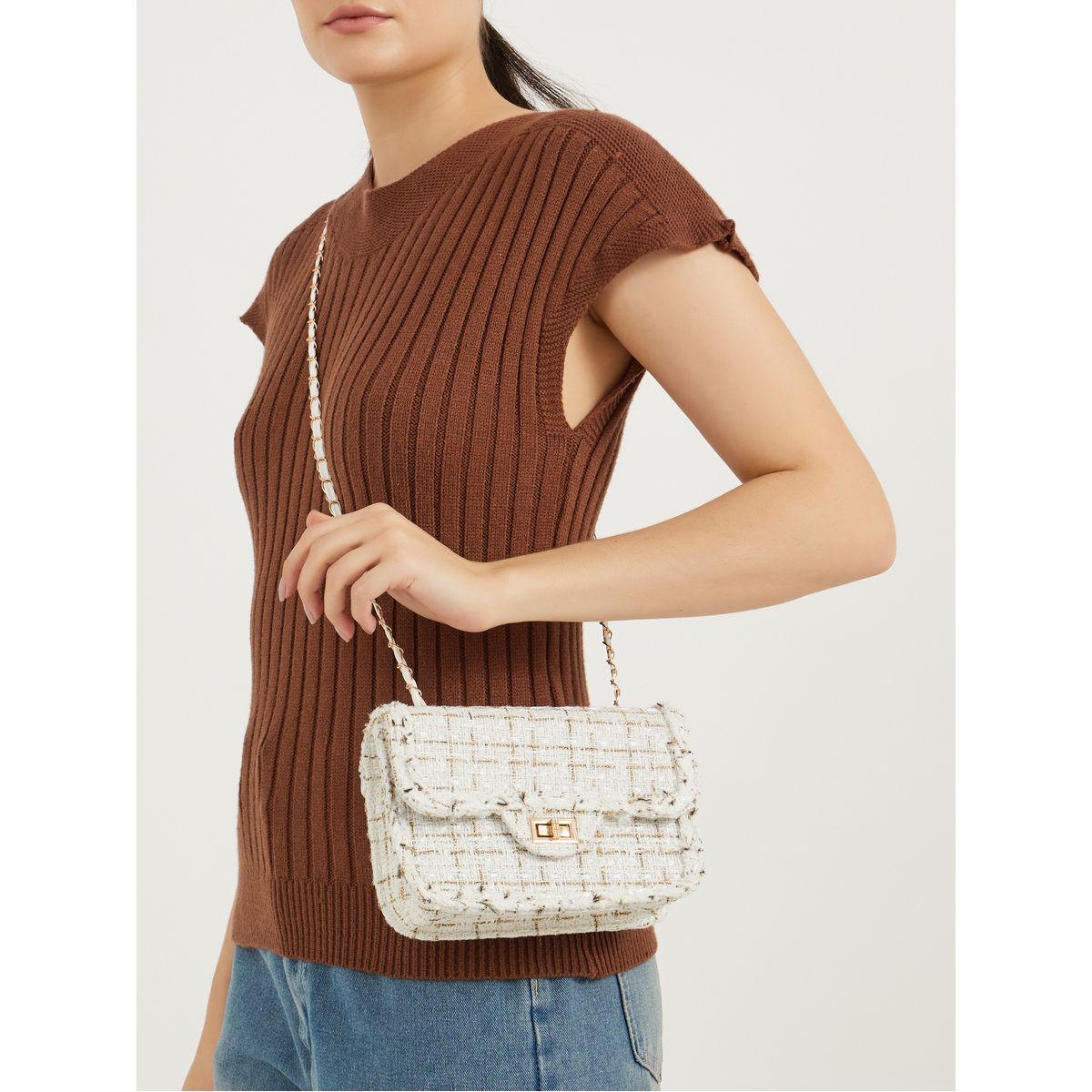 شنطة تويد كروس بحمالة كتف مزينة سلسلة-women-bagsandwallets-handbags-image-2
