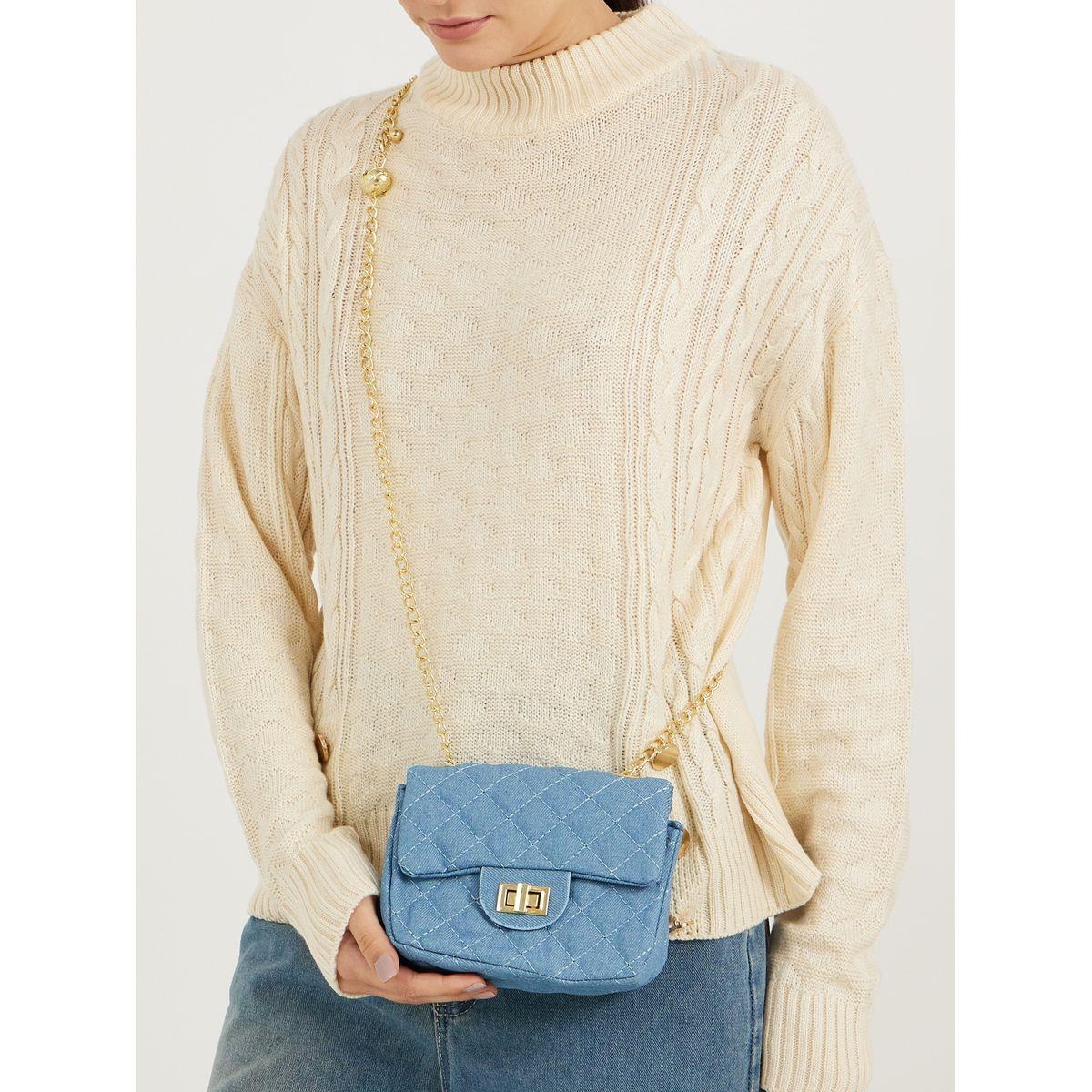شنطة كتف دنيم مع حمالة بنمط سلسلة-women-bagsandwallets-handbags-image-2
