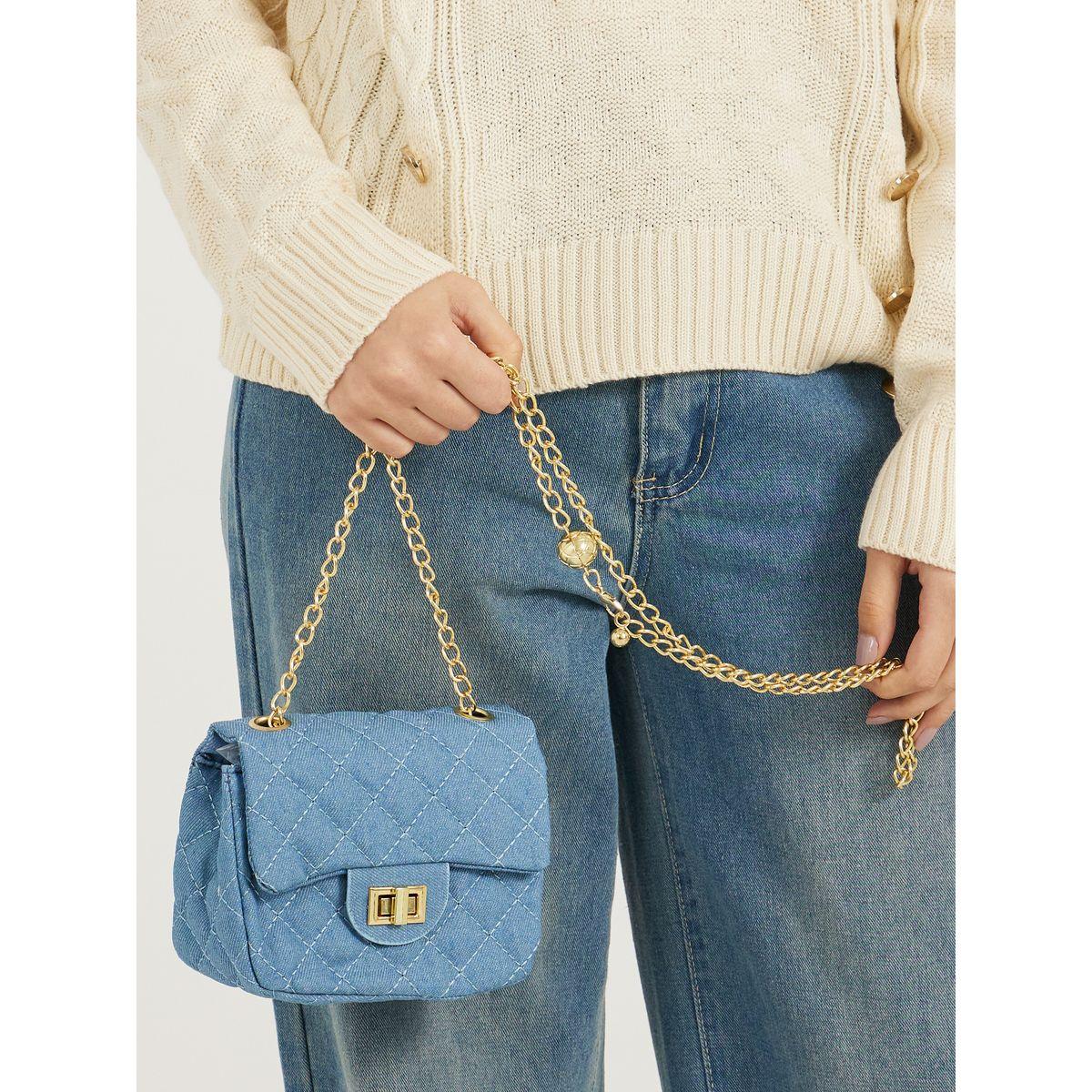 شنطة كتف دنيم مع حمالة بنمط سلسلة-women-bagsandwallets-handbags-image-3