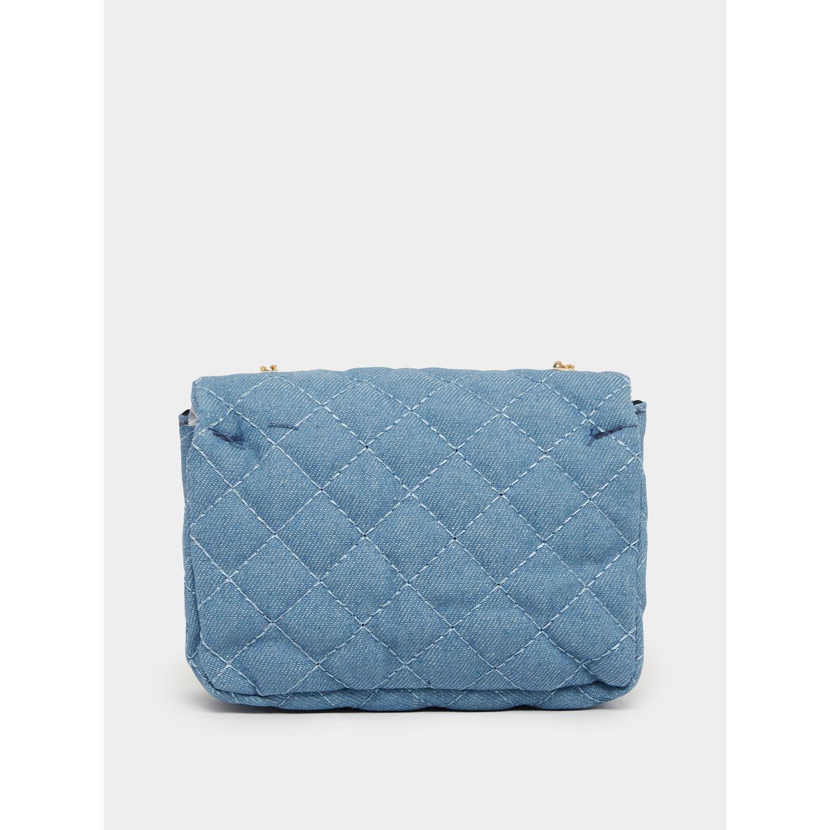 Quilted Denim Shoulder Bag with Chain Strap-women-bagsandwallets-handbags-image-4
