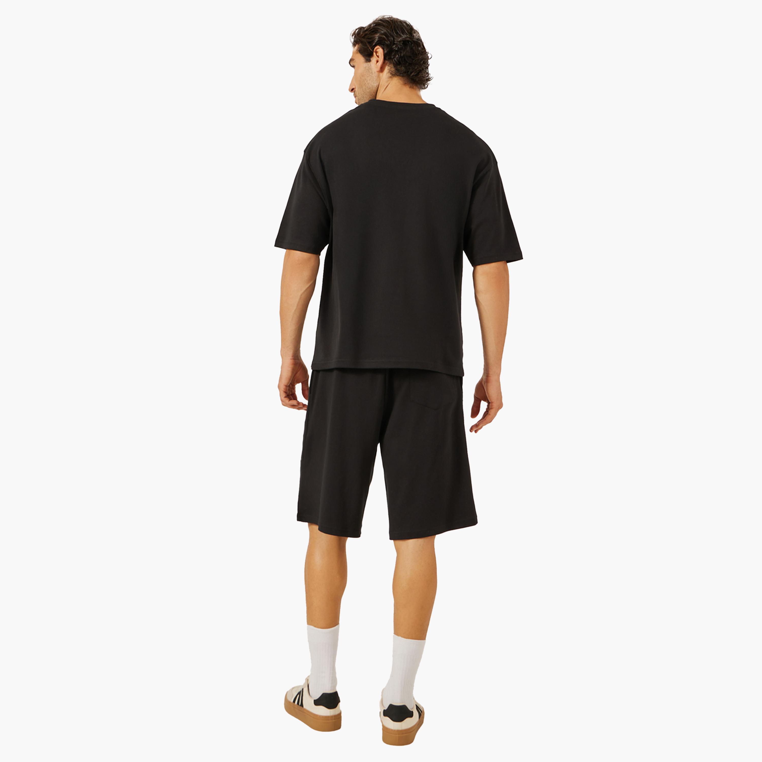 Styli Embroidered Oversized T-Shirt and Shorts Co-Ords-men-clothing-coordsets-image-4