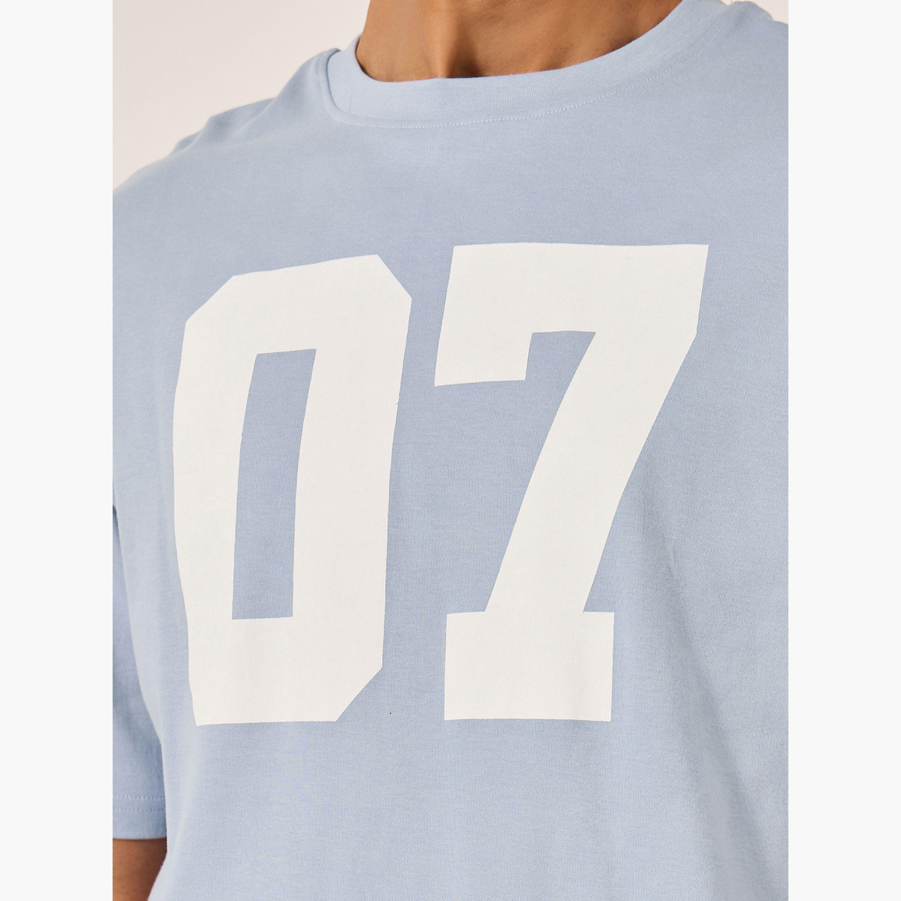 Styli Varsity Print Oversized T-Shirt and Shorts Co-Ords-men-clothing-coordsets-image-3