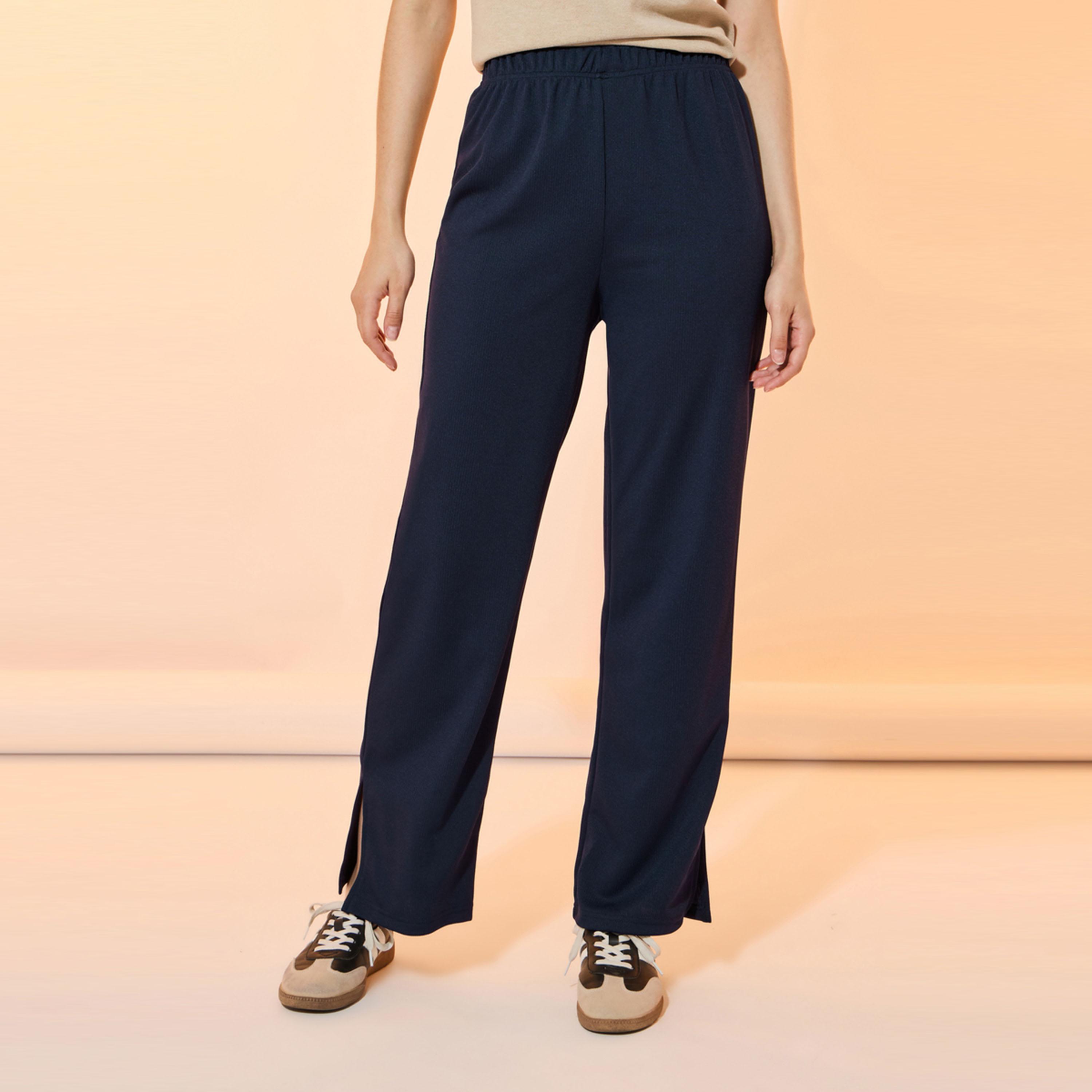 Take Two Solid High Rise Rib Straight Fit Pants-women-clothing-bottoms-trousers-image-2