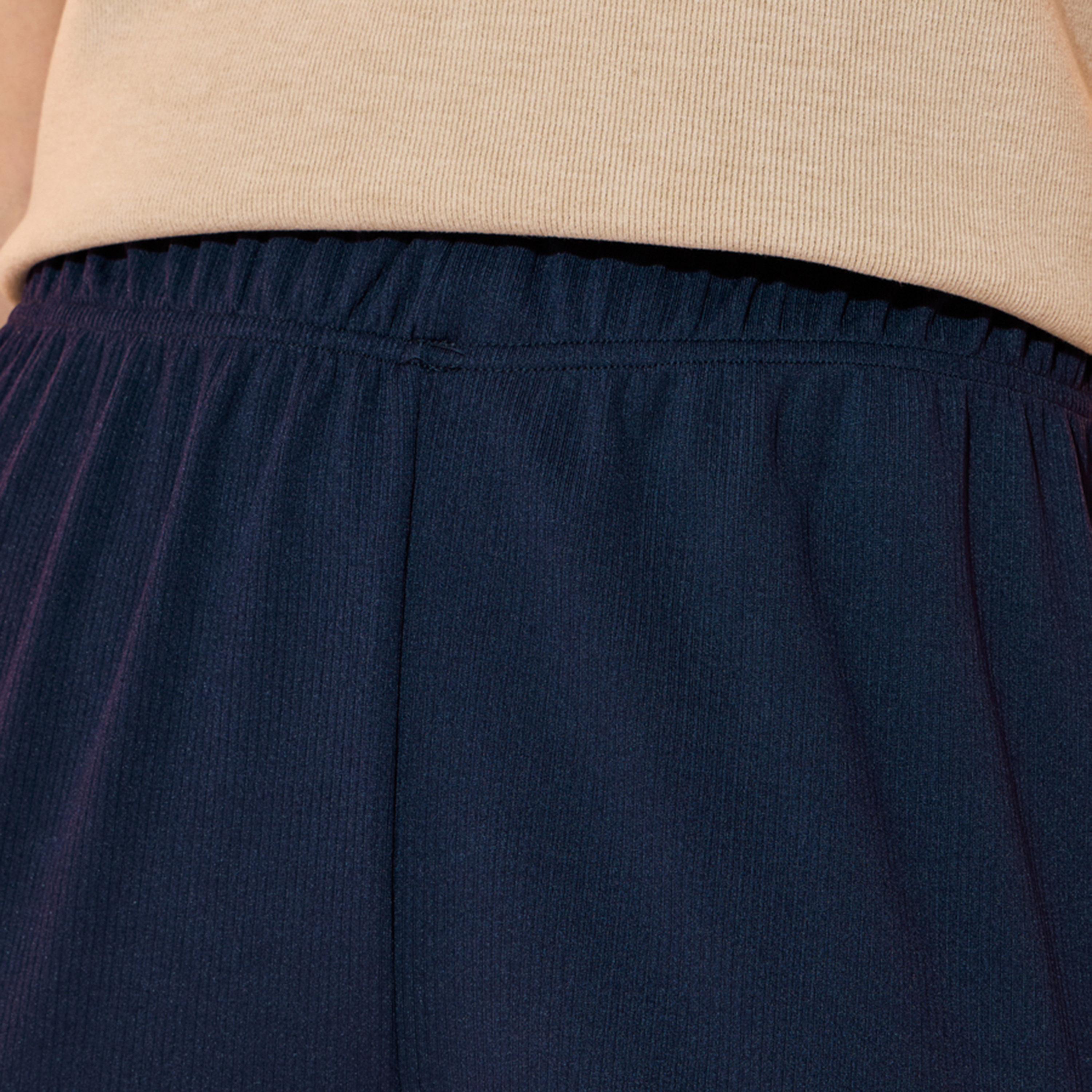 بنطال مضلع سادة بقصة مستقيمة وخصر عالي-women-clothing-bottoms-trousers-image-3