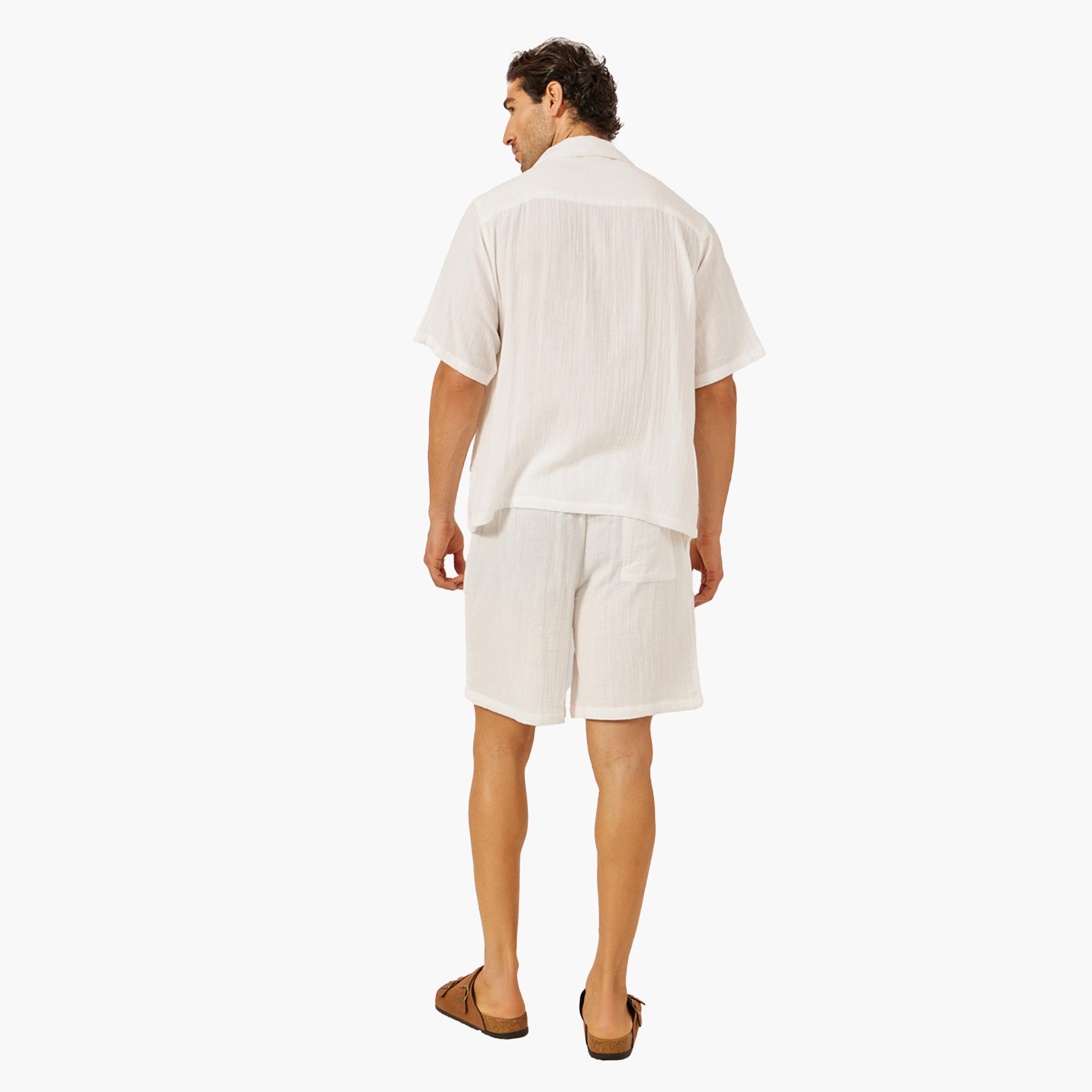 Styli Solid Short Sleeve Relaxed Fit Shirt and Shorts Co-Ords-men-clothing-coordsets-image-4
