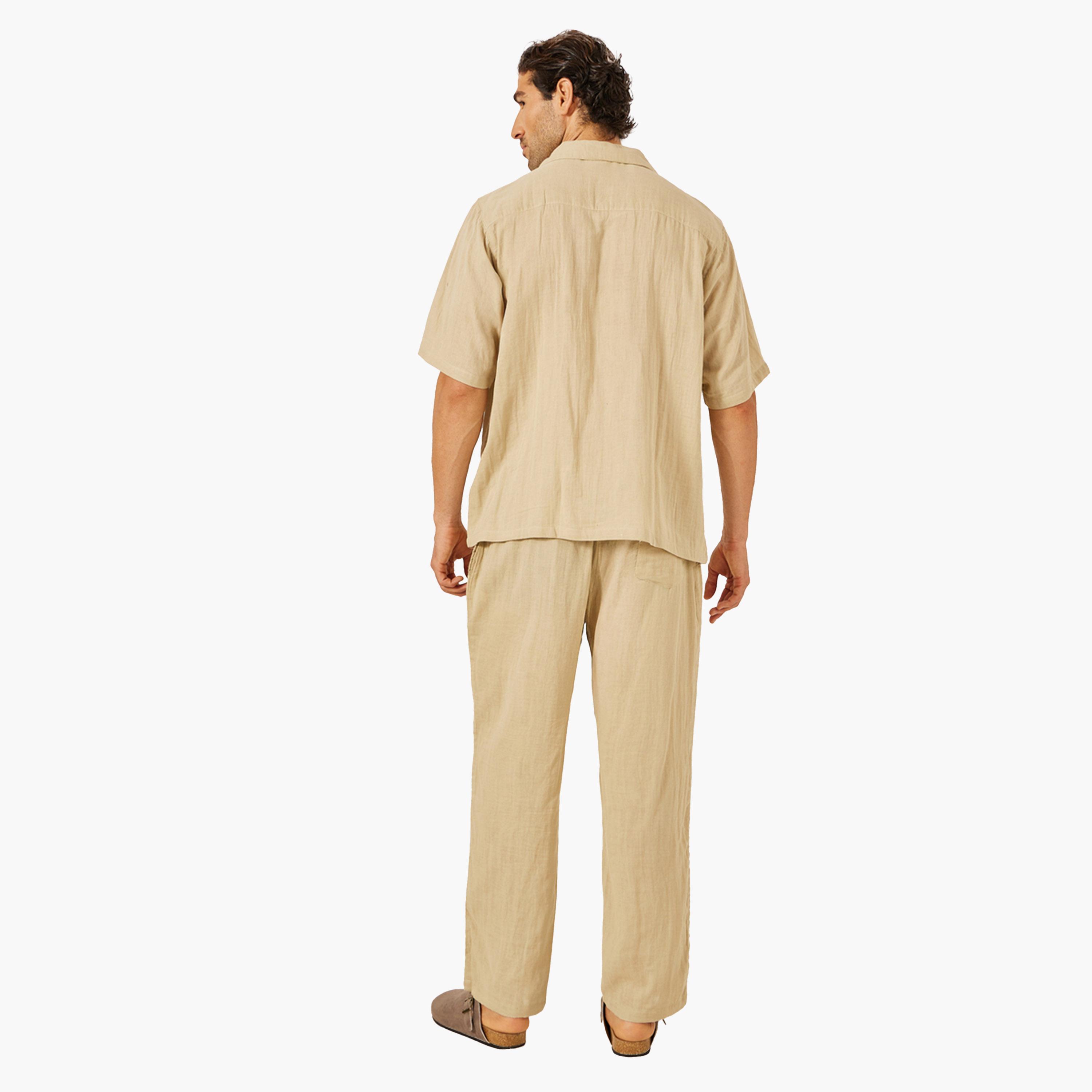 Styli Solid Resort Collar Relaxed Fit Shirt and Trousers Co-Ords-men-clothing-coordsets-image-4