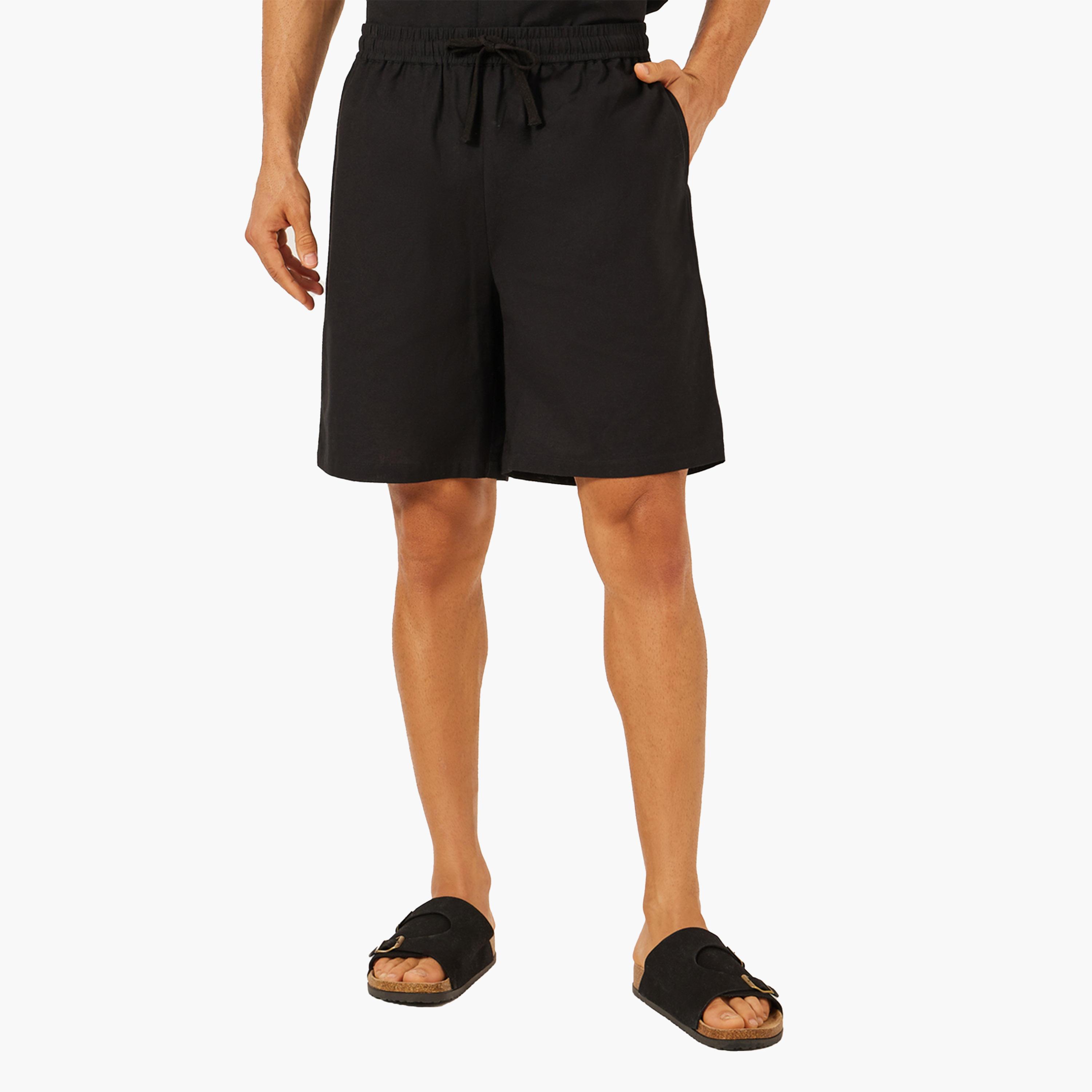 Styli Plain Linen Blend Relaxed Fit Shirt and Shorts Co-Ords-men-clothing-coordsets-image-5