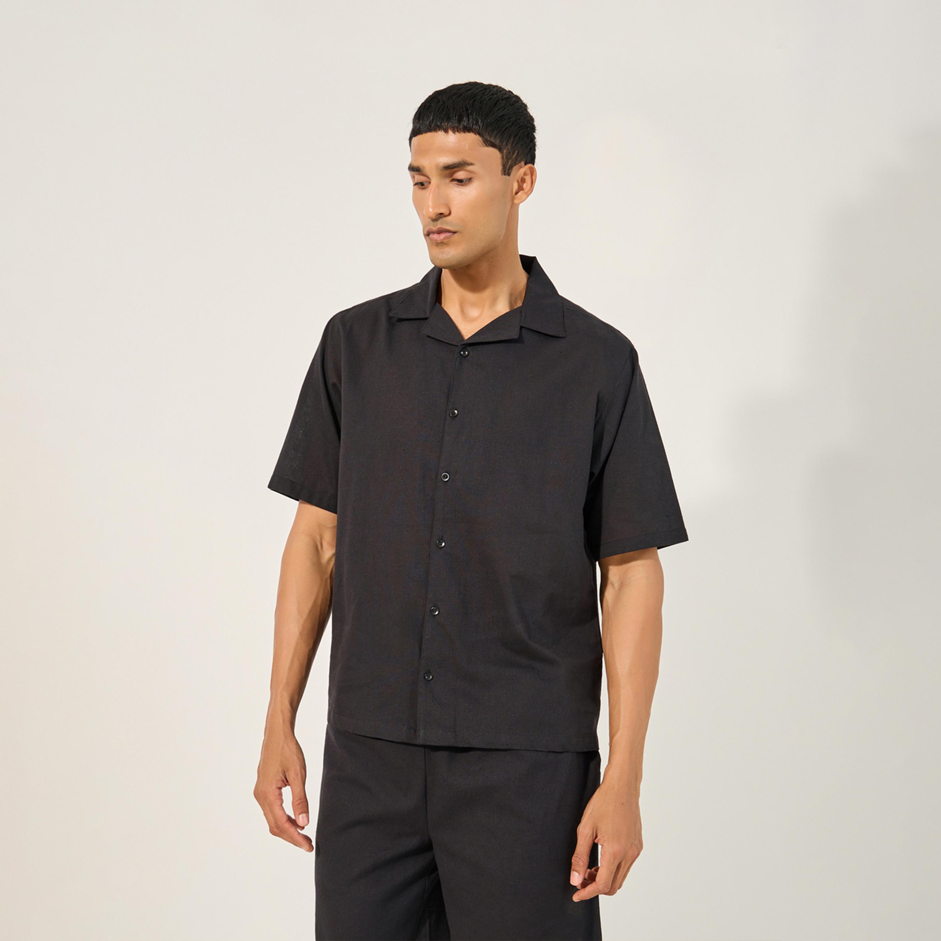 Styli Solid Regular Fit Shirt and Shorts Cord-set-men-clothing-coordsets-image-2