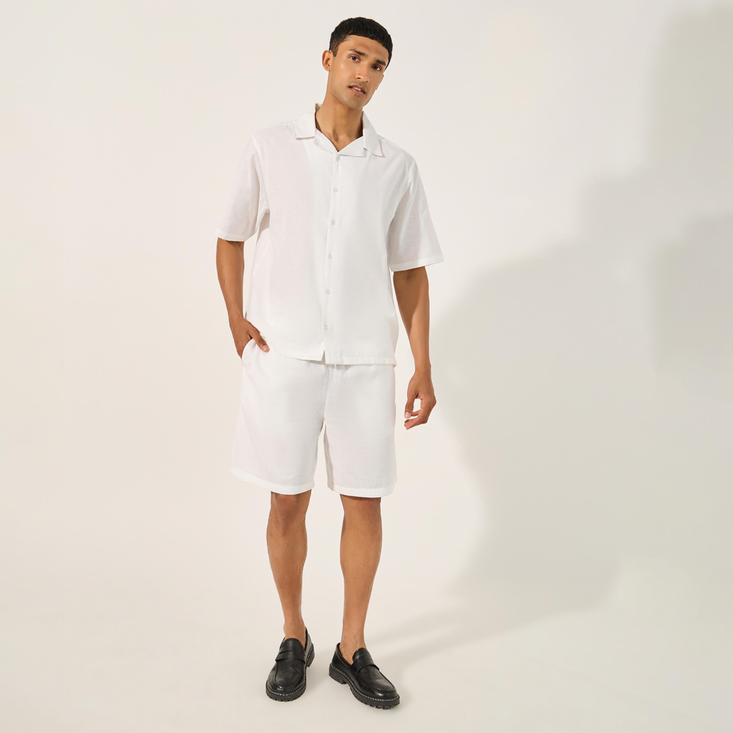 Styli Solid Regular Fit Shirt and Shorts Co-Ords-men-clothing-coordsets-image-1