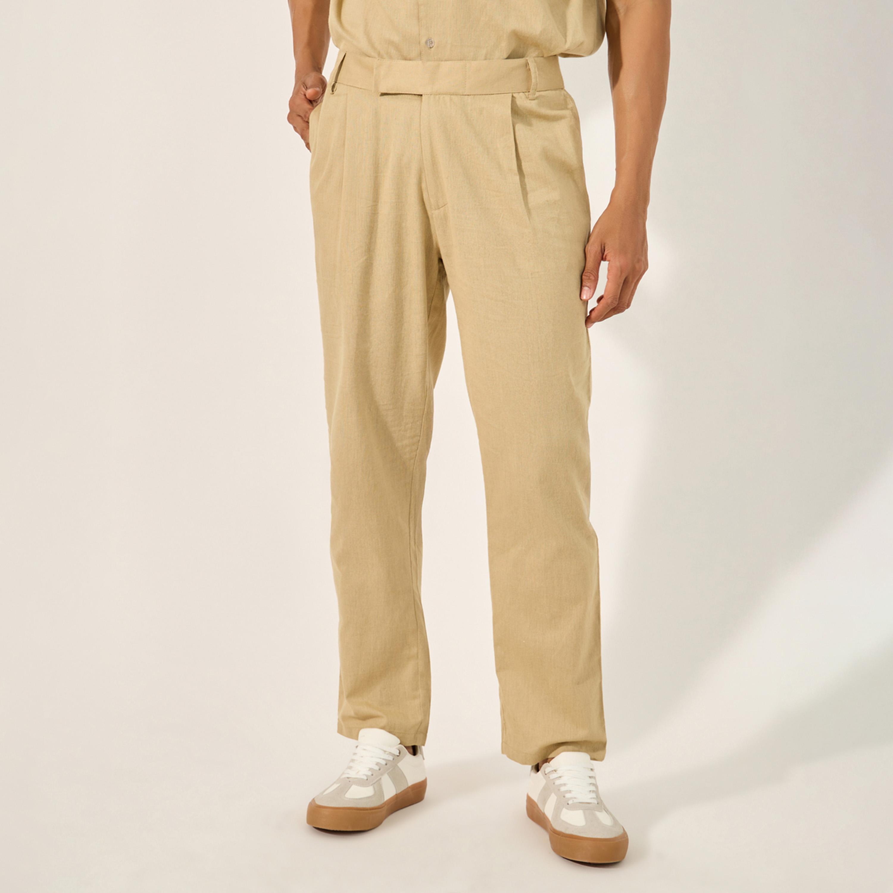 ستايلي-  طقم قميص وبنطال كتان مع جيب على الصدر-men-clothing-coordsets-image-5