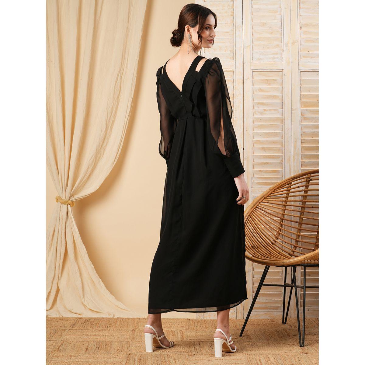 فستان طويل منمق مع تفاصيل مُفرغة ميش × ستايلي-women-clothing-dresses-image-5