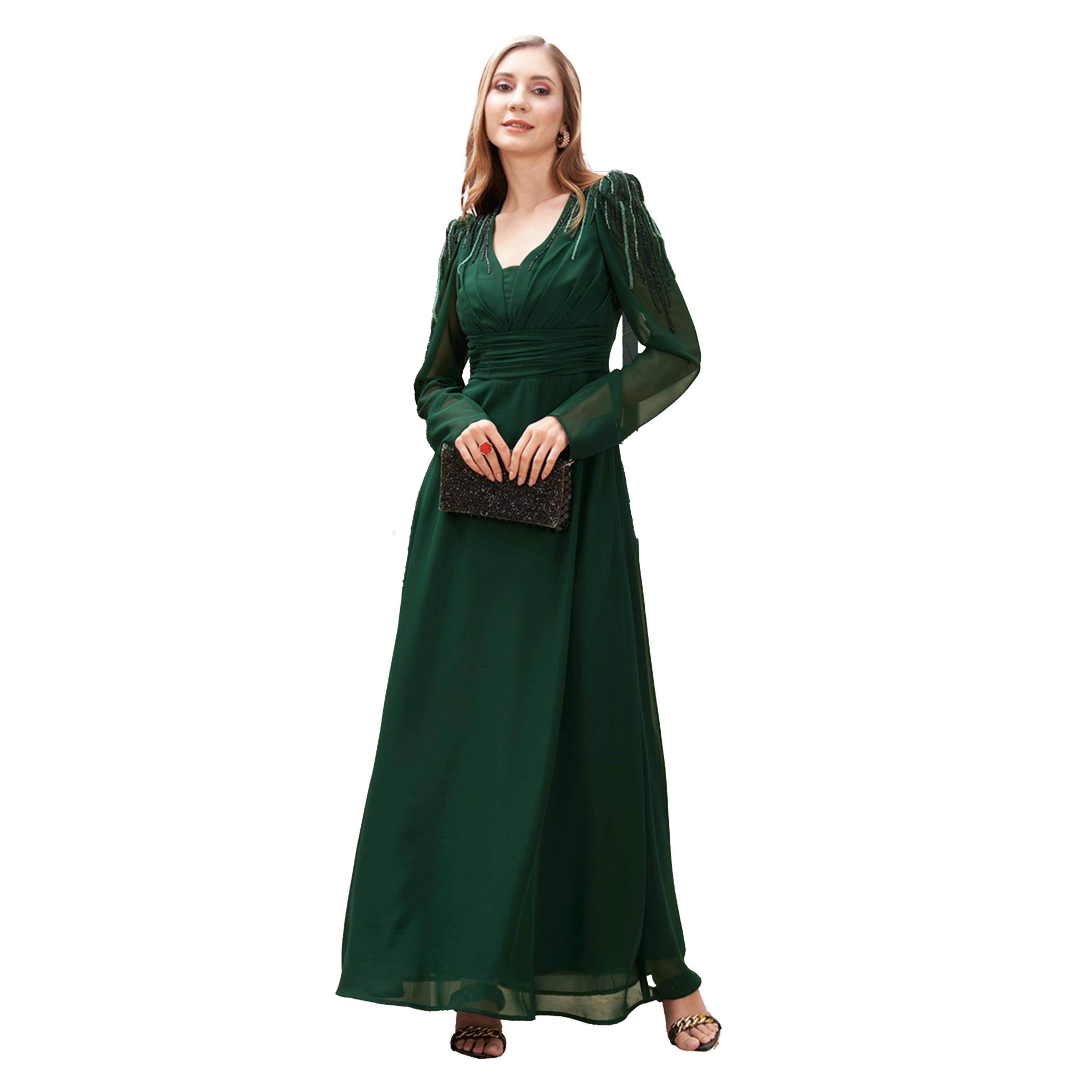 Buy Mish X Styli Beaded Yoke A-Line Maxi Dress Online | Centrepoint Qatar