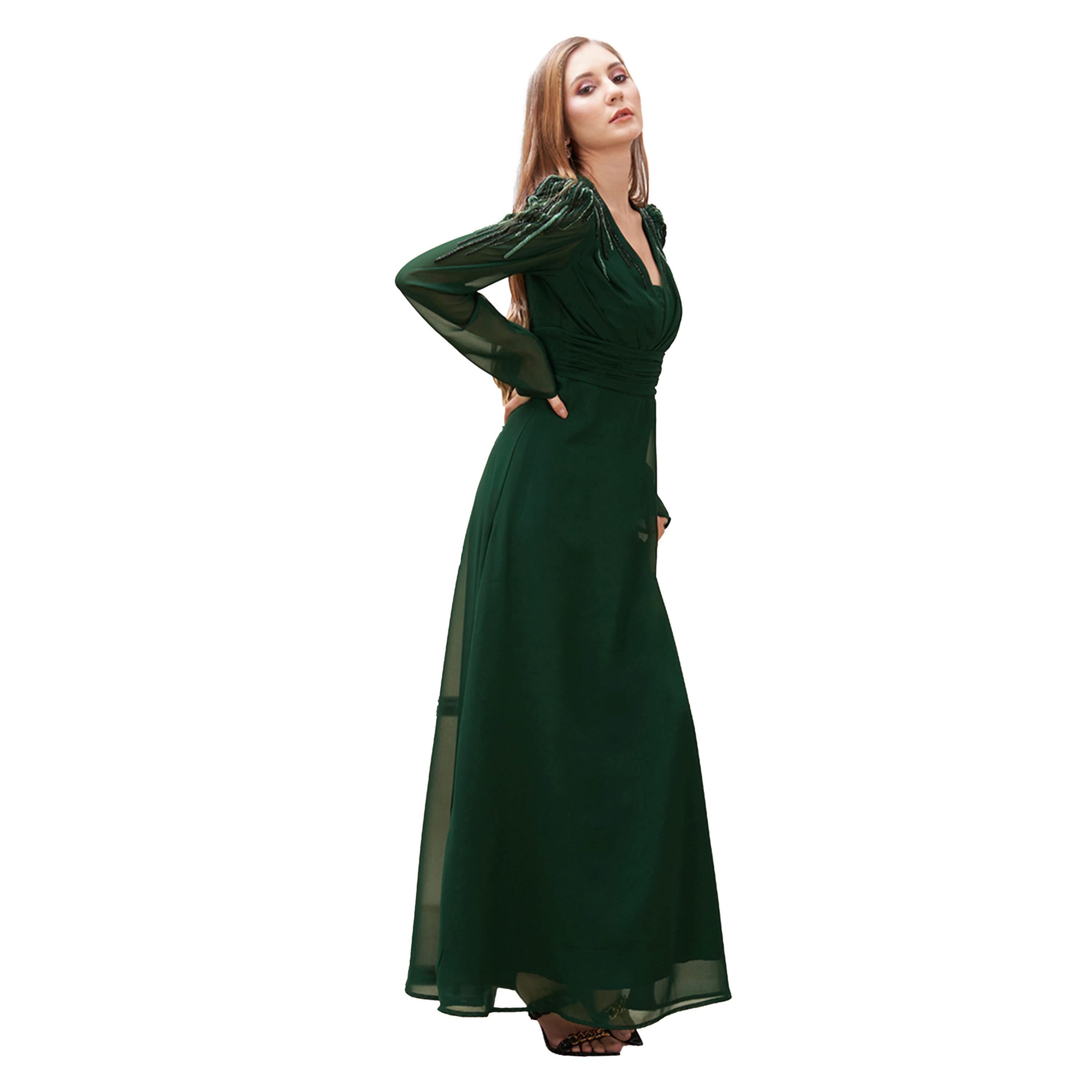 ميش × ستايلي - فستان ماكسي مزين بالخرز بقصة A-women-clothing-dresses-image-4
