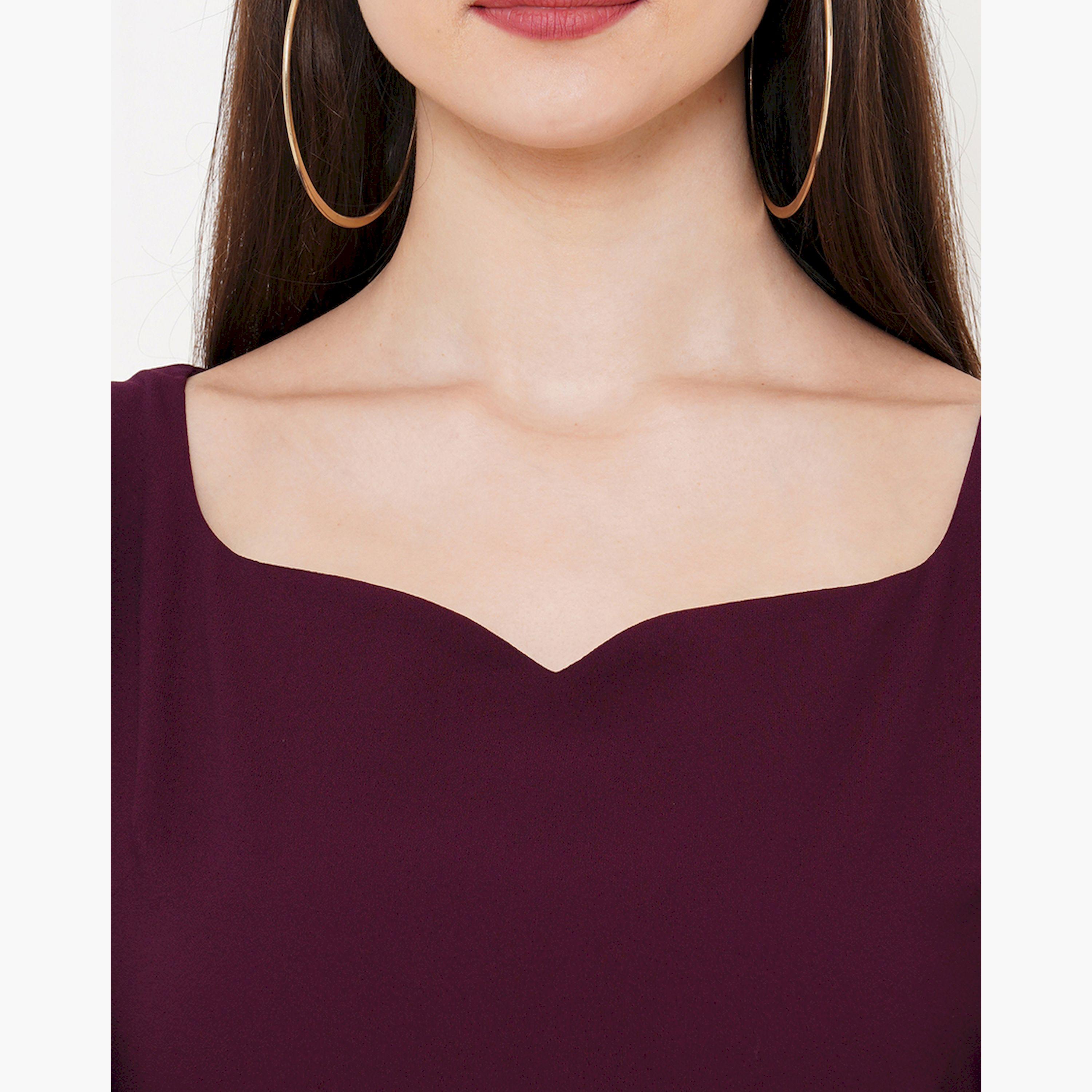 ميش × ستايلي - فستان ماكسي بخصر مزين وفتحة رقبة على شكل قلب-women-clothing-dresses-image-2