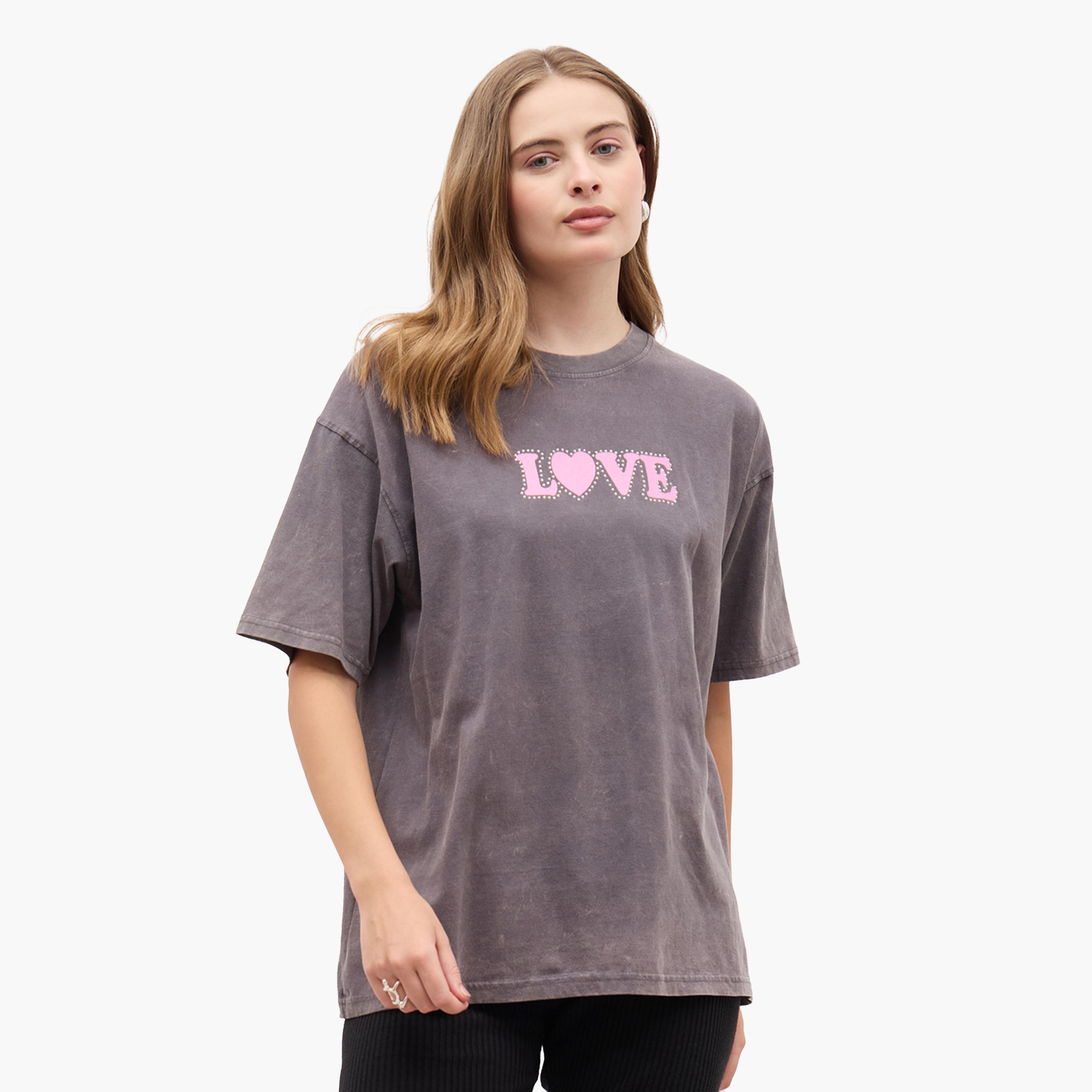 Styli Acid Wash Slogan Print Oversized T-Shirt-women-clothing-tshirts-image-1