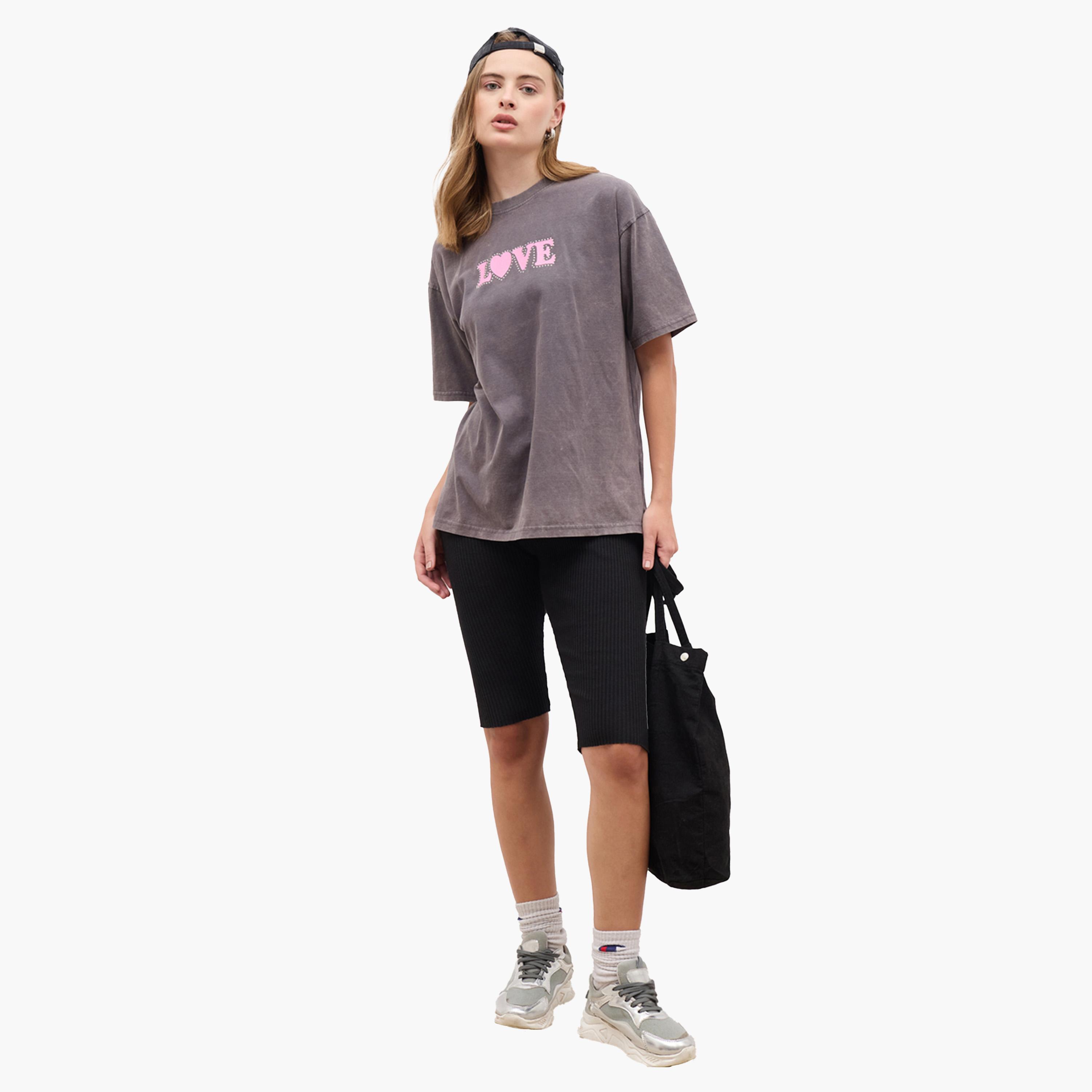 Styli Acid Wash Slogan Print Oversized T-Shirt-women-clothing-tshirts-image-2