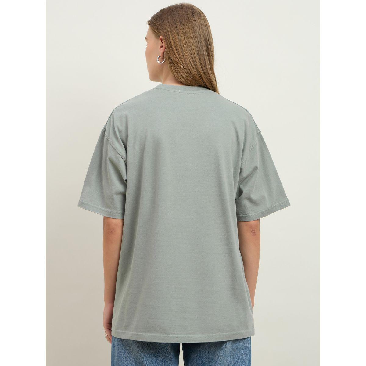 Styli Acid Washed Foil Slogan Print Oversized Longline T-Shirt-women-clothing-tshirts-image-5