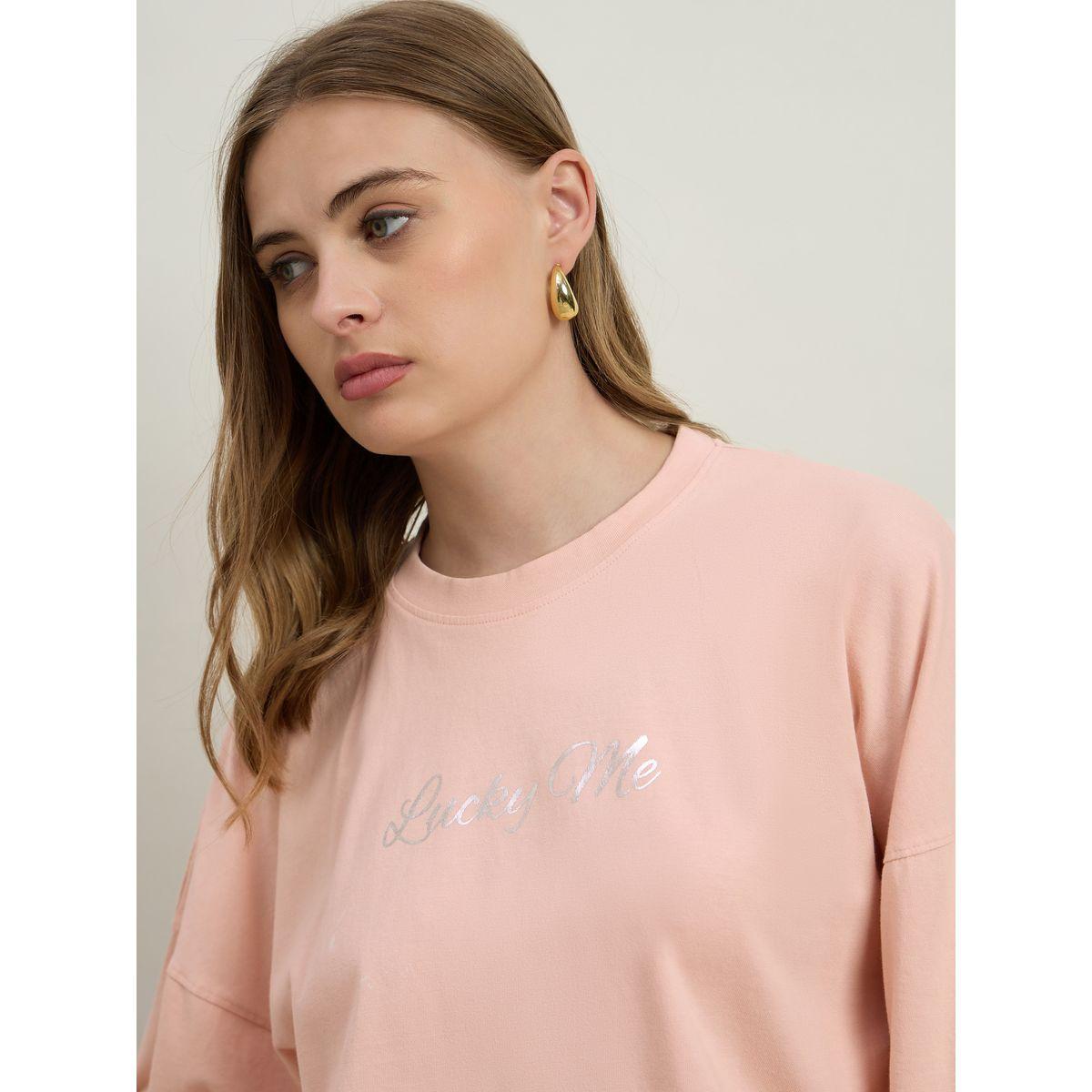 تيشيرت فضفاض بطبعة كتابة-women-clothing-tshirts-image-4