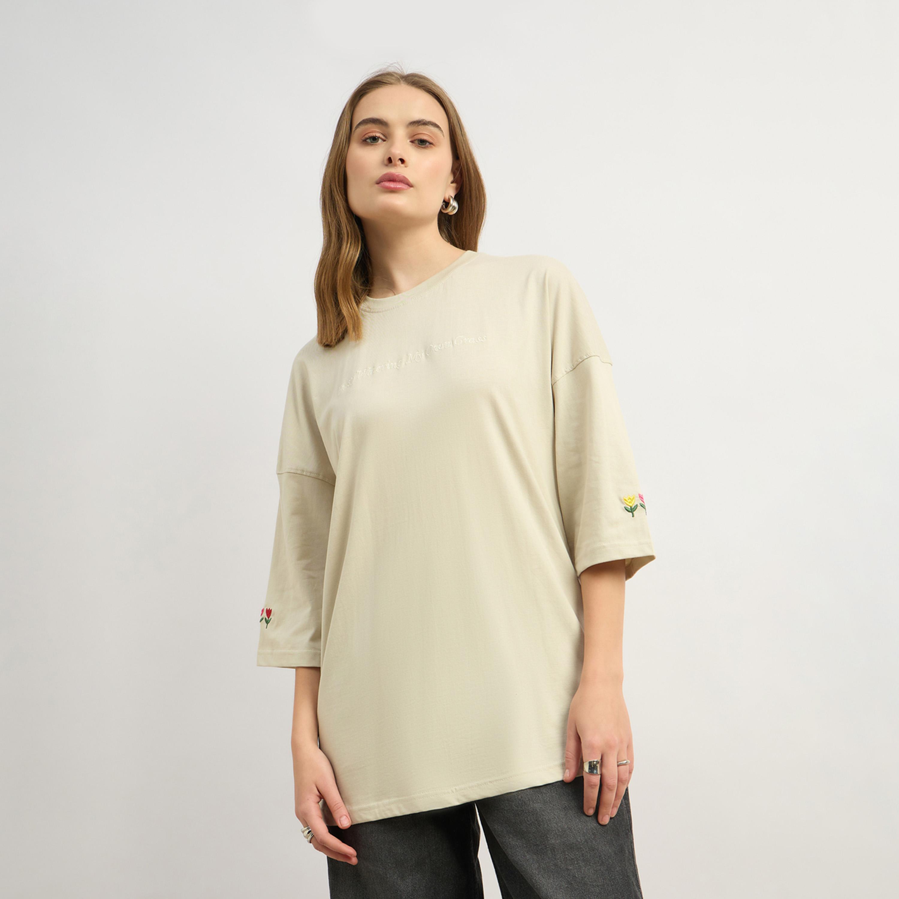 Styli Floral Embroidered Dropped Shoulder Oversized T-Shirt-women-clothing-tshirts-image-2