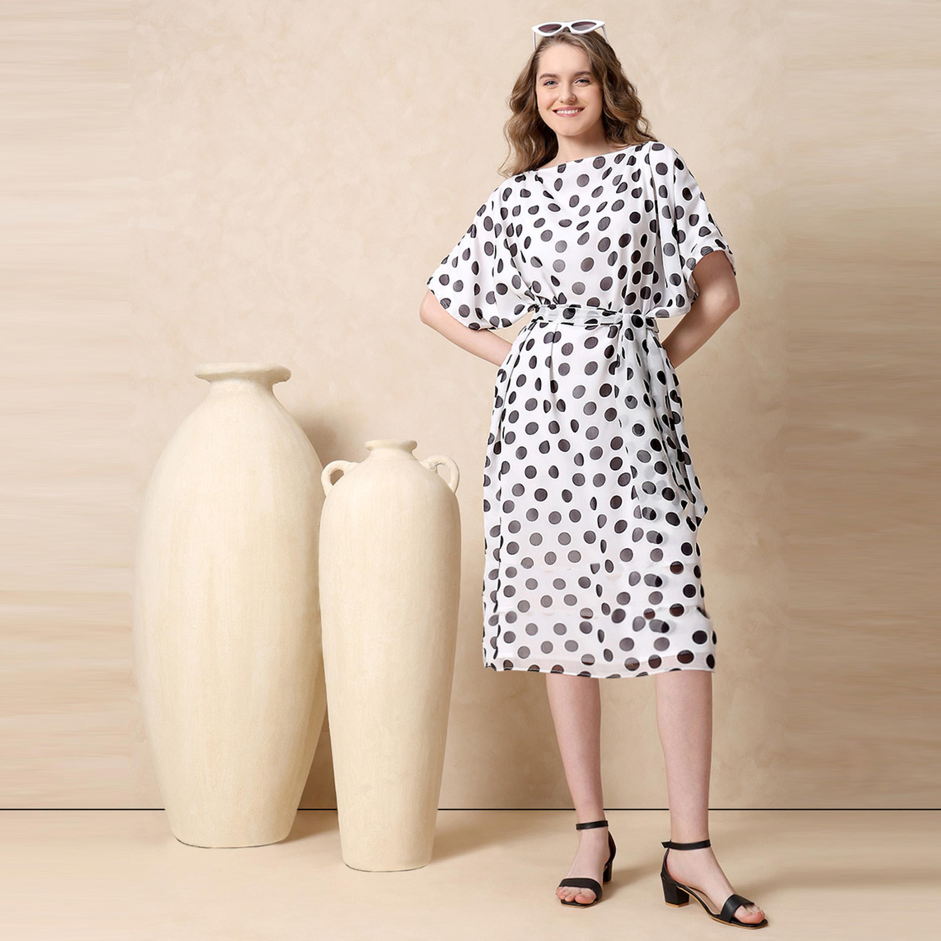 Mish X Styli  Polka Dot Print A-Line Midi Dress-women-clothing-dresses-image-1