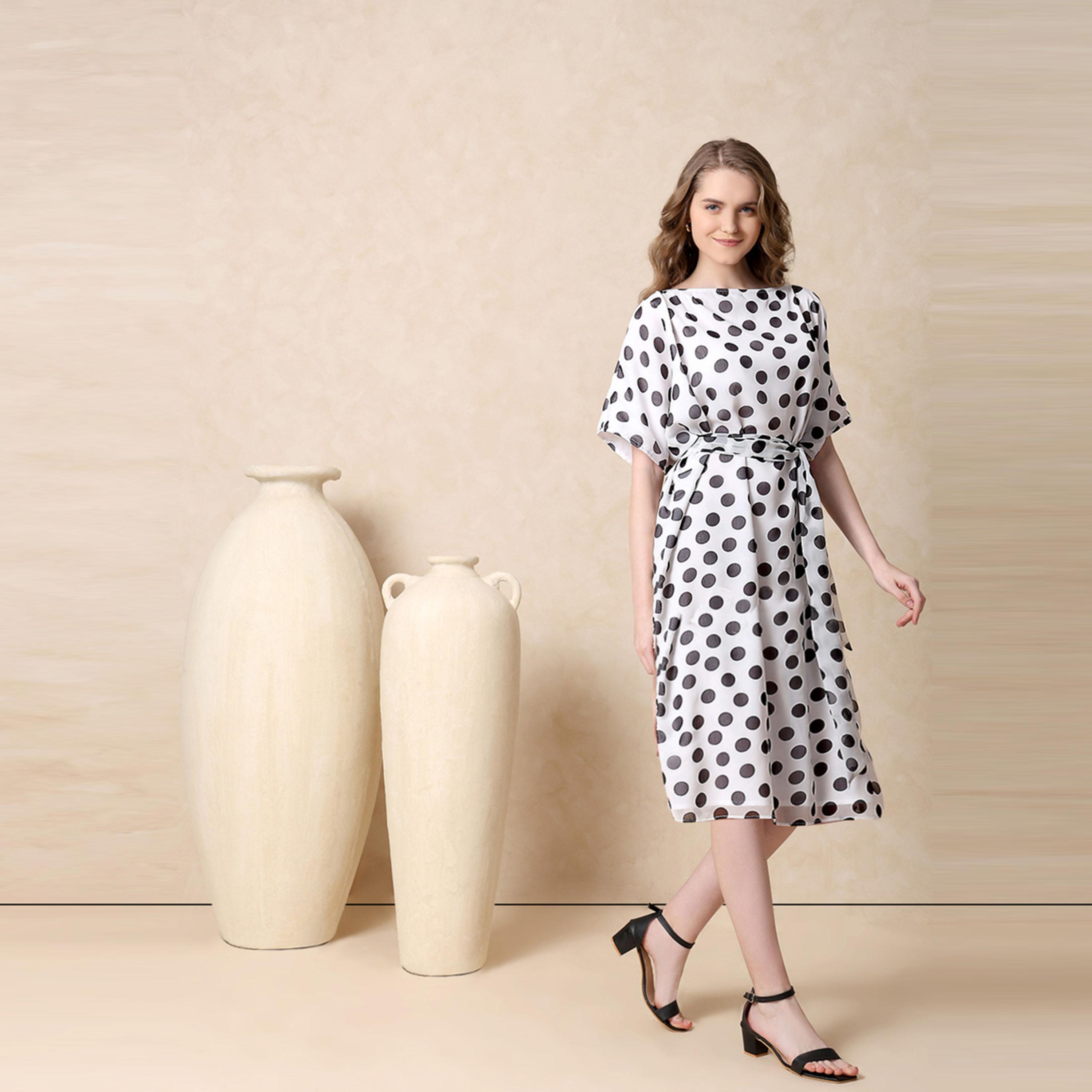 فستان ميدي مطبع بنقاط بولكا ميش × ستايلي-women-clothing-dresses-image-3