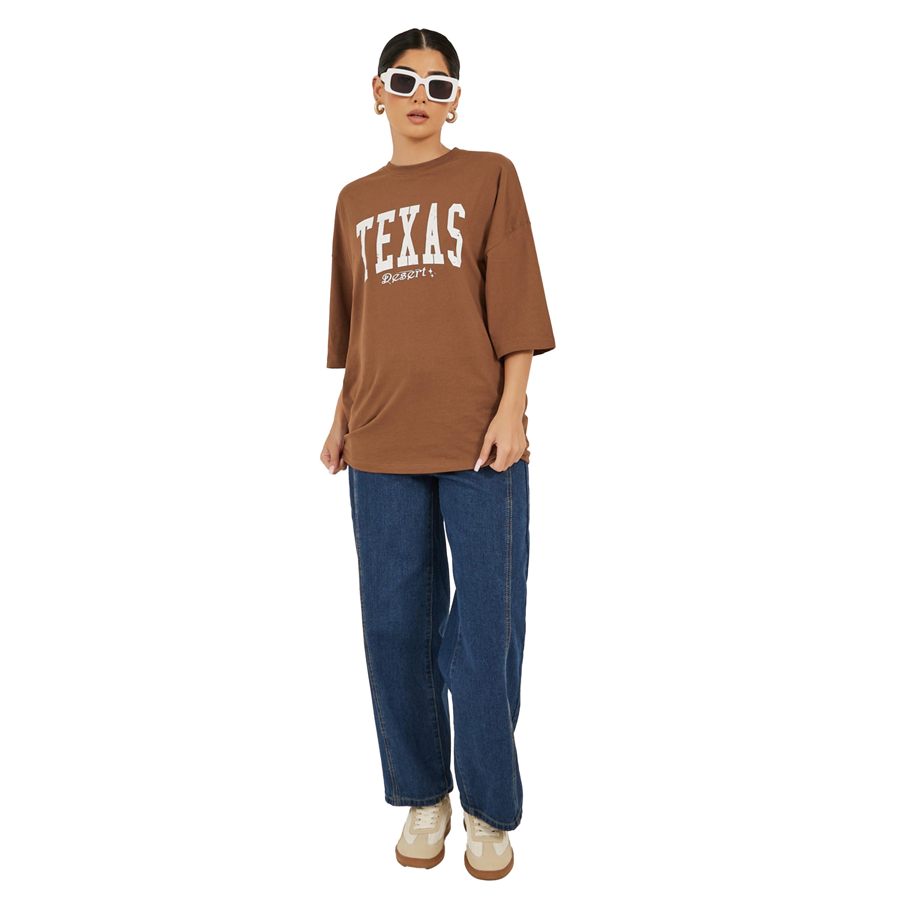 Styli Slogan Print Round Neck Oversized T-Shirt-women-clothing-tshirts-image-2