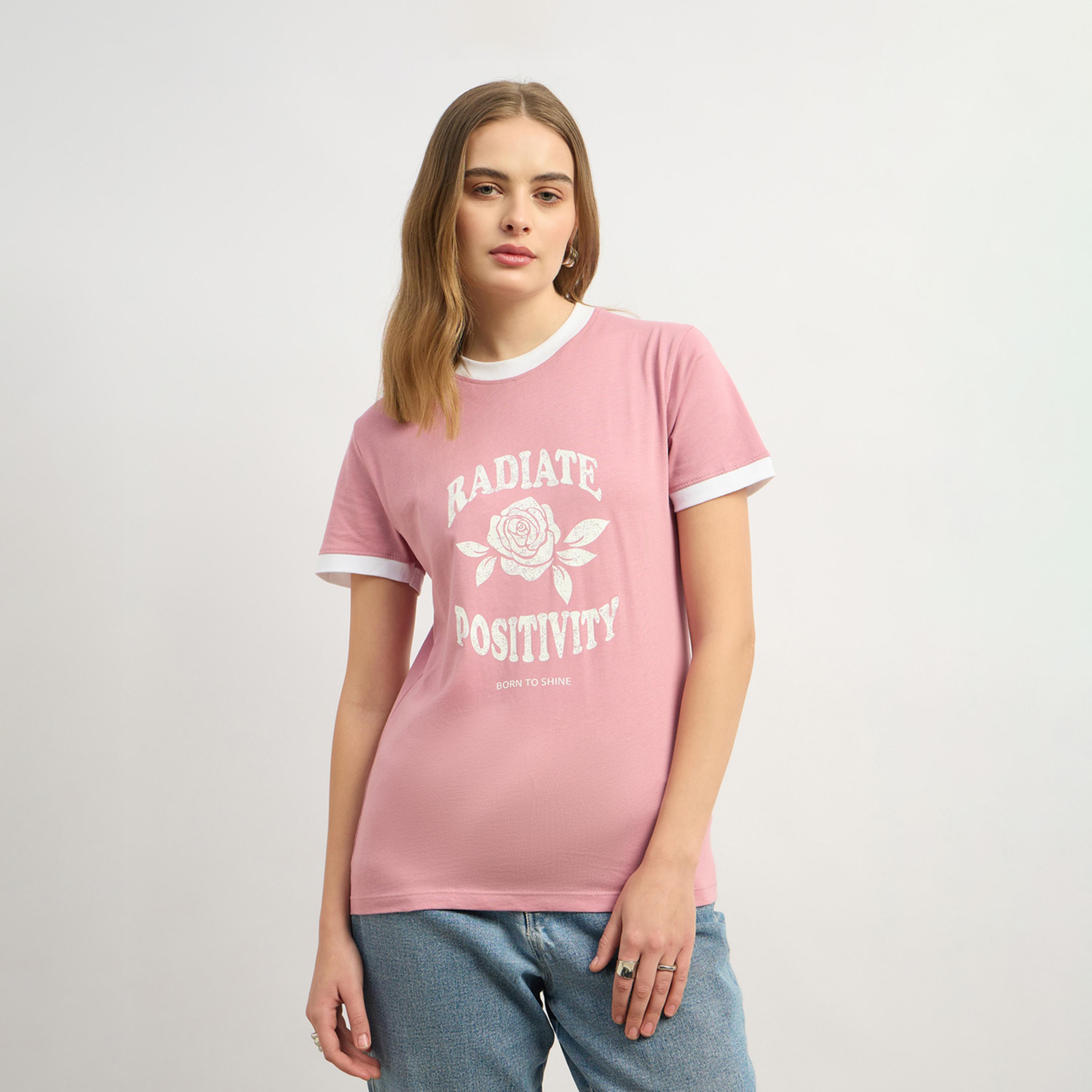 Styli Floral Graphic Print Regular Fit Round Neck T-Shirt-women-clothing-tshirts-image-2