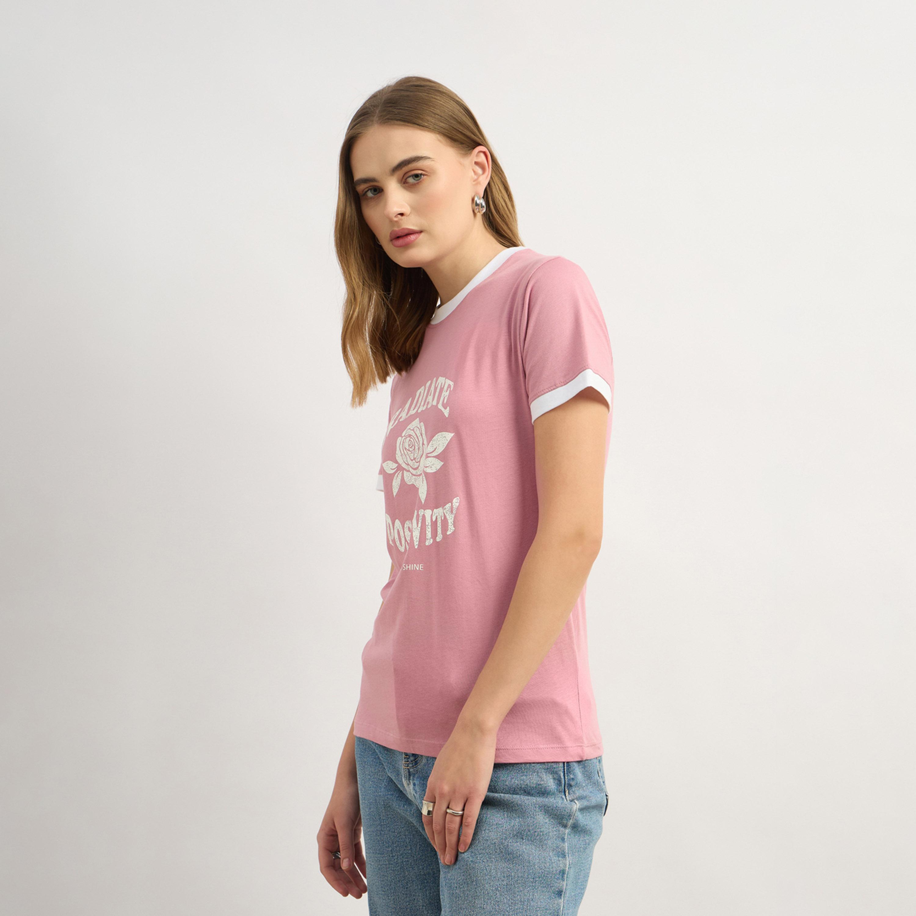Styli Floral Graphic Print Regular Fit Round Neck T-Shirt-women-clothing-tshirts-image-3