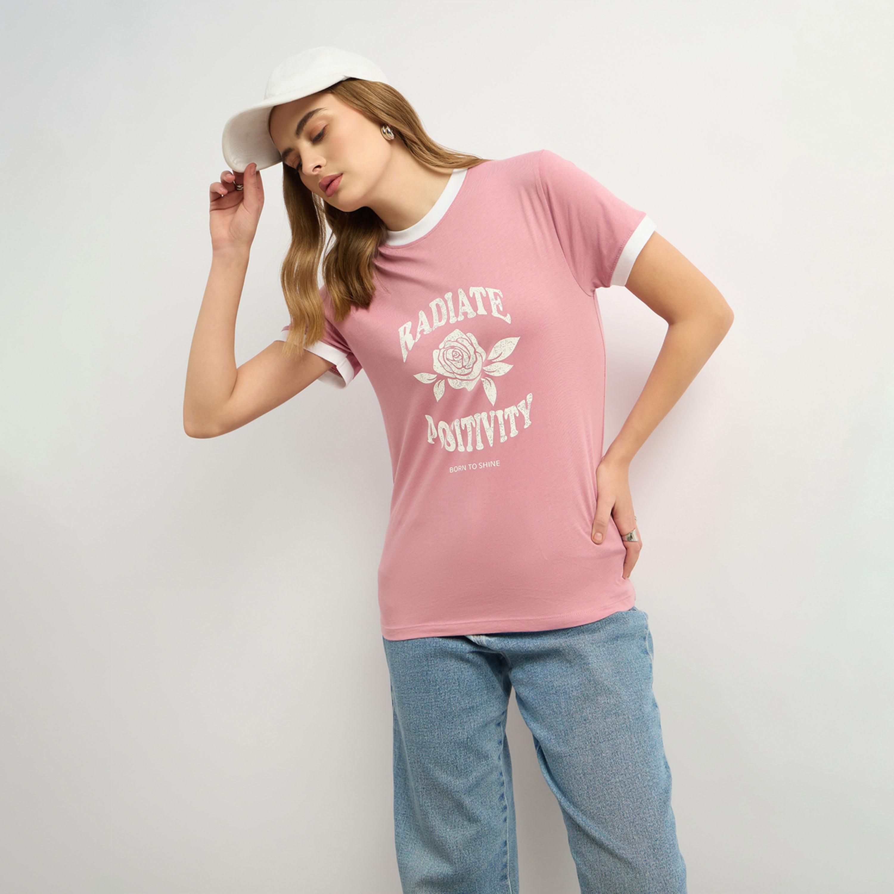Styli Floral Graphic Print Regular Fit Round Neck T-Shirt-women-clothing-tshirts-image-6