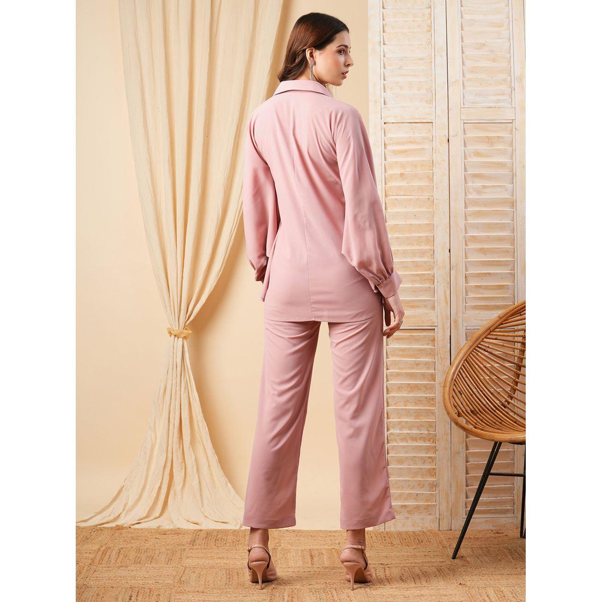 Mish X Styli  Embellished Pocket Kimono Sleeves Shirt & Solid Pants Co-Ords set-women-clothing-coordsets-image-5