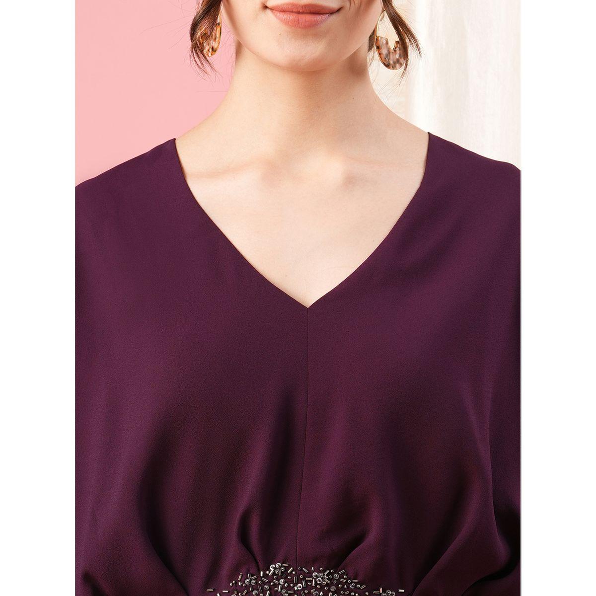 طقم منسق من بنطال وبلوزة بأكمام كيمونو ميش × ستايلي-women-clothing-coordsets-image-2